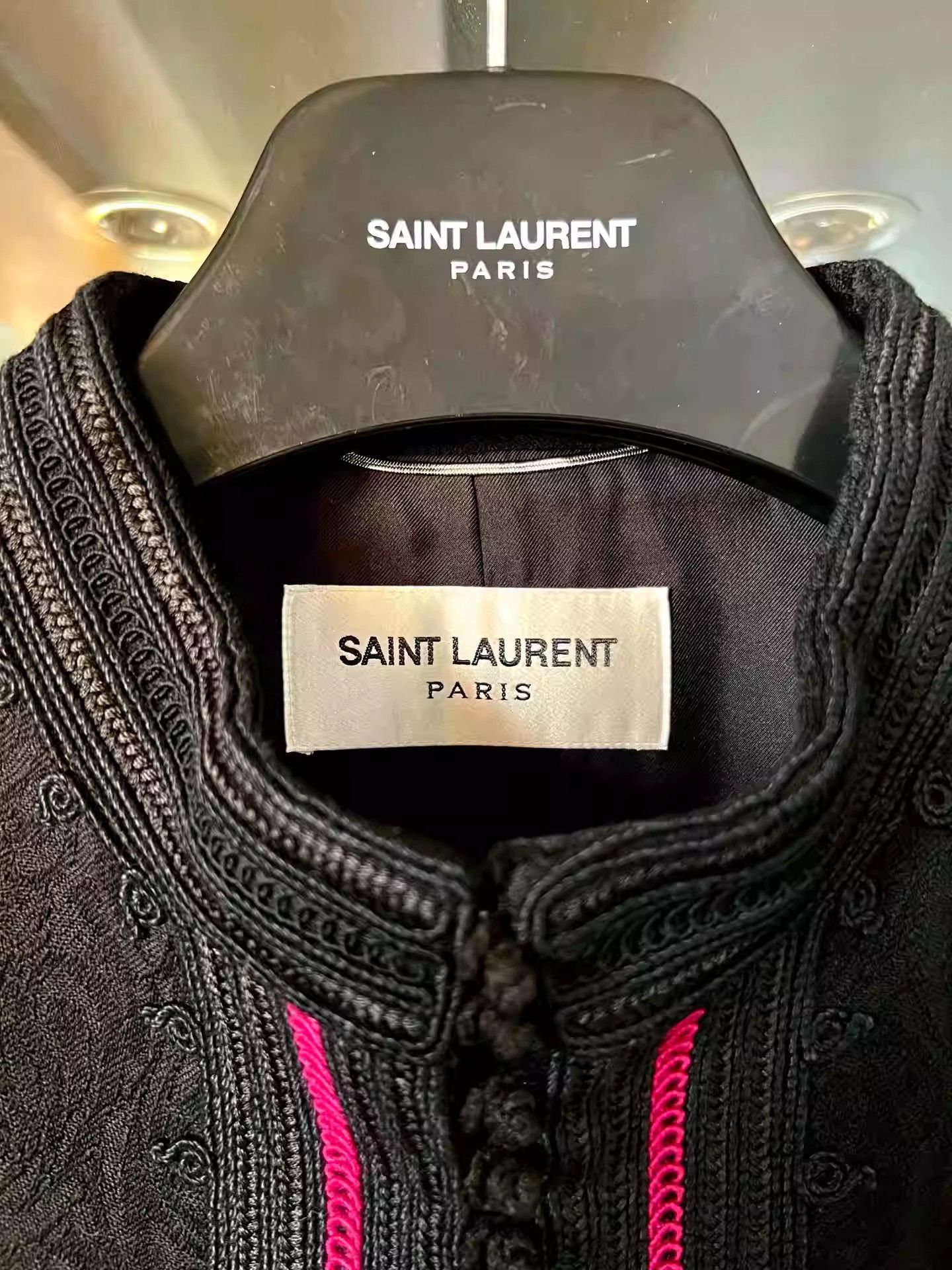 Saint Laurent Paris Saint Laurent Black Henley Collar Sculpted Jacket Size US M / EU 48-50 / 2 - 2 Thumbnail