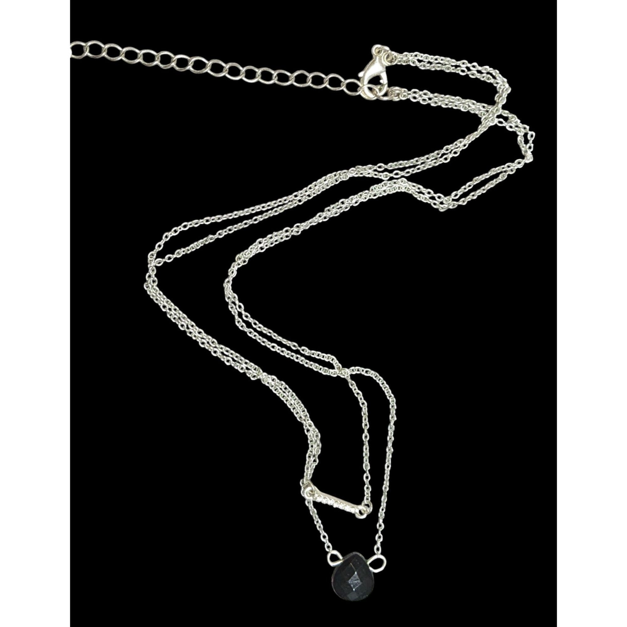 Other Layered Gothic Black Teardrop And Rhinestone Bar Silver Tone Size ONE SIZE - 2 Thumbnail