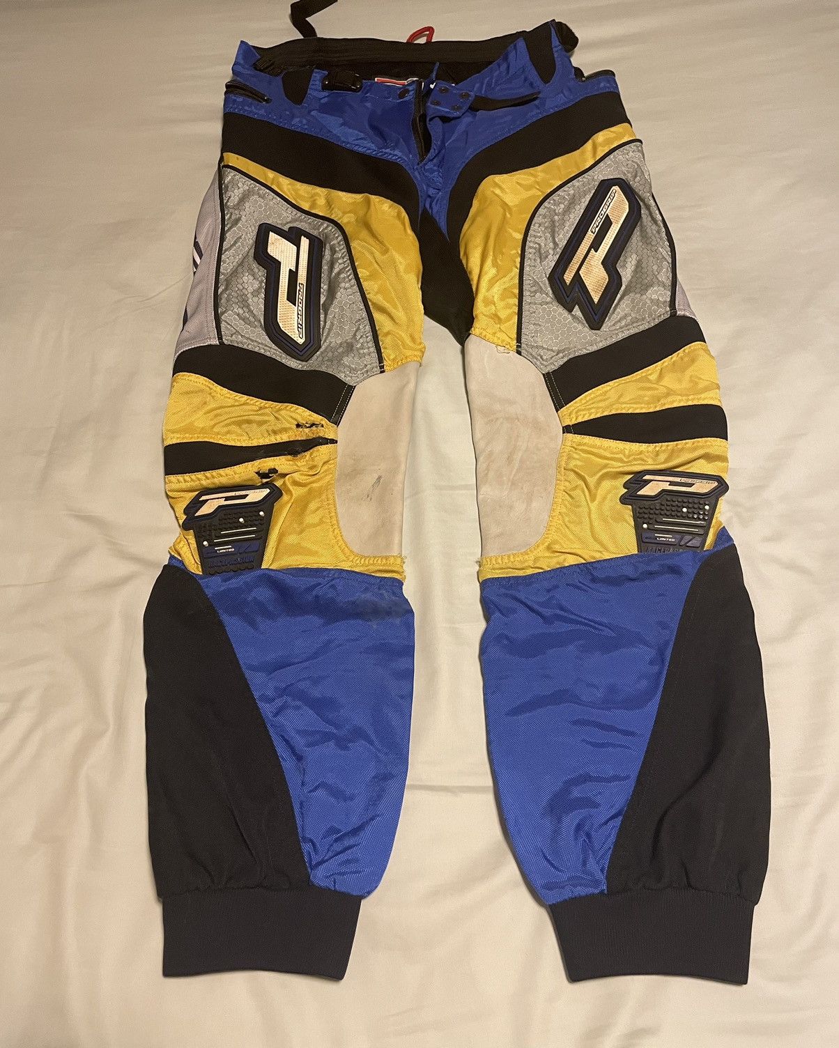 image of Vintage Pro Grip Motorcycle Pants in Blue/Yellow, Men's (Size 36)