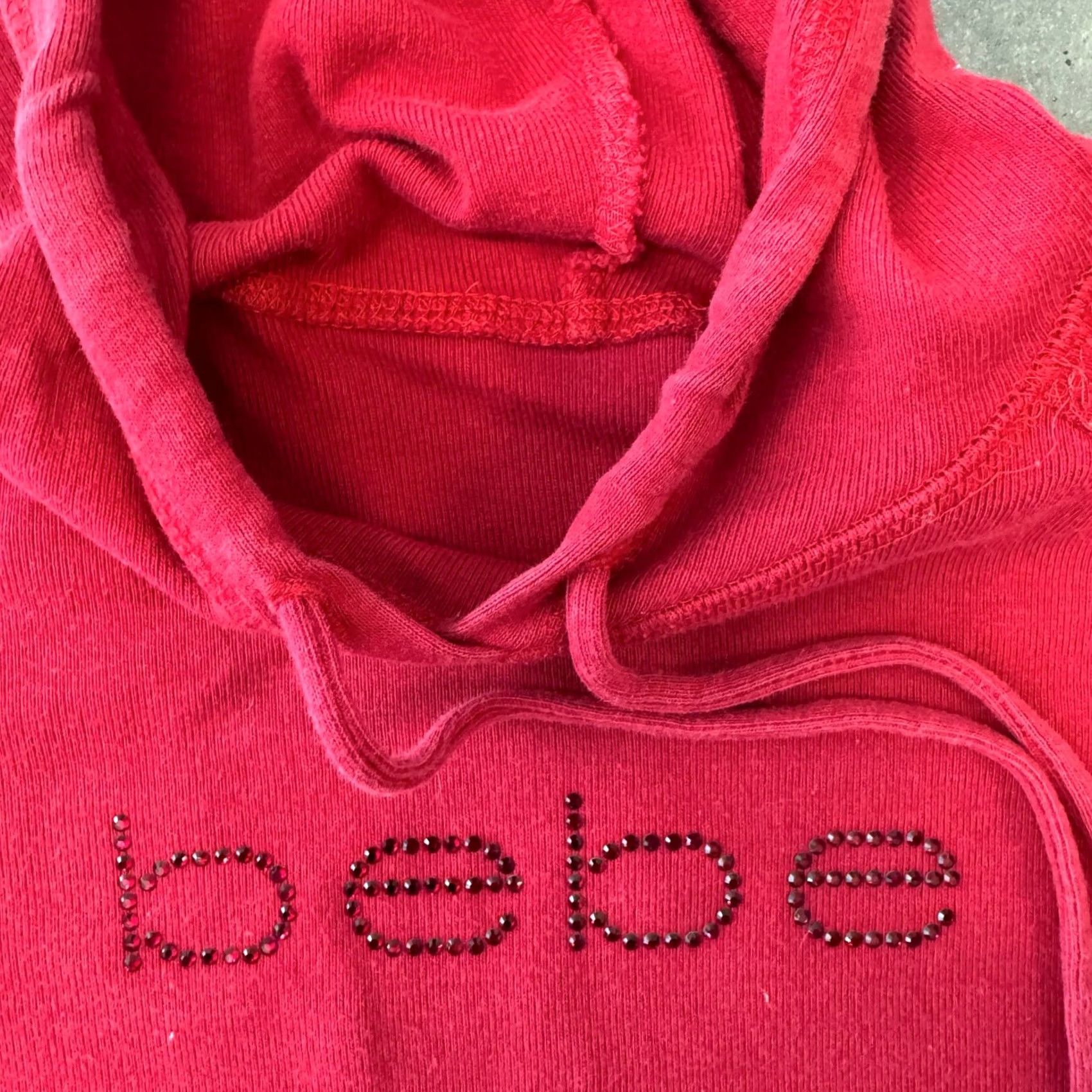 Bebe VINTAGE Bebe Mcbling Rhinestone Hoodie Pullover Sweatshirt Red Longsleeve S Womens Size S / US 4 / IT 40 - 3 Thumbnail