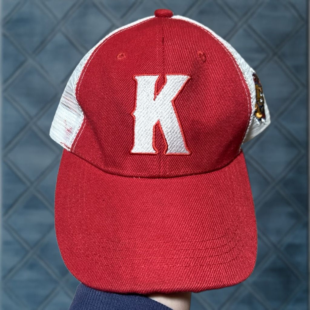 Vintage Kenosha Kingfish Snapback Baseball Cap Hat Amazing Logo Minor League Miller Lite Hat Red + White Adult One Size Speckled Logo Mens Girls Size ONE SIZE - 1 Thumbnail