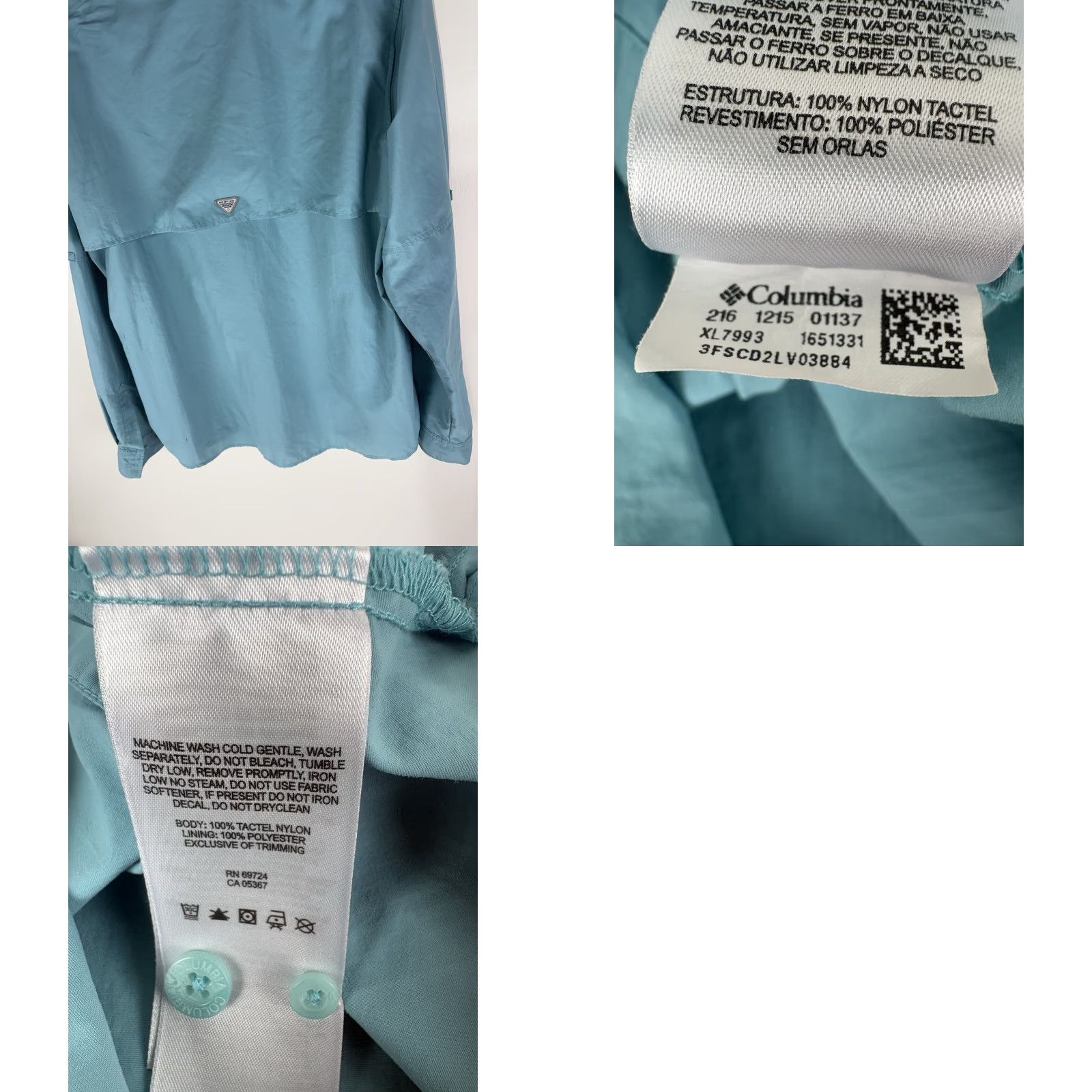 Altea Columbia PFG Button Up Men’s XL Teal Nylon Polyester Breather Lightweight Pockets Logo Embroidered Casual Workwear Shirt Size US XL / EU 56 / 4 - 8 Thumbnail