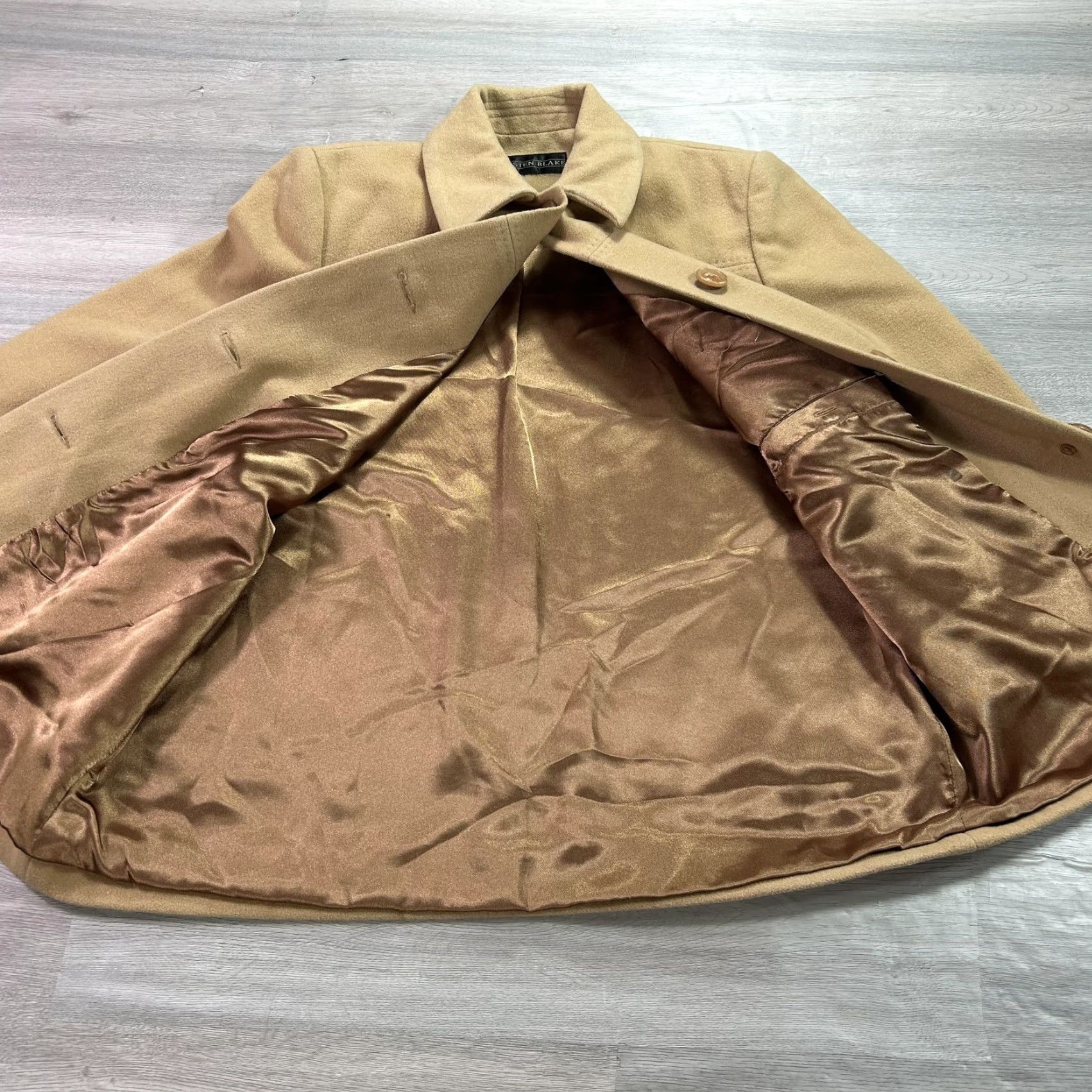 Camel Kristen Blake Coat Womens 16 Beige Wool Single-Breasted Lined Camel Jacket Coat Size XXL / US 16-18 / IT 52-54 - 3 Thumbnail