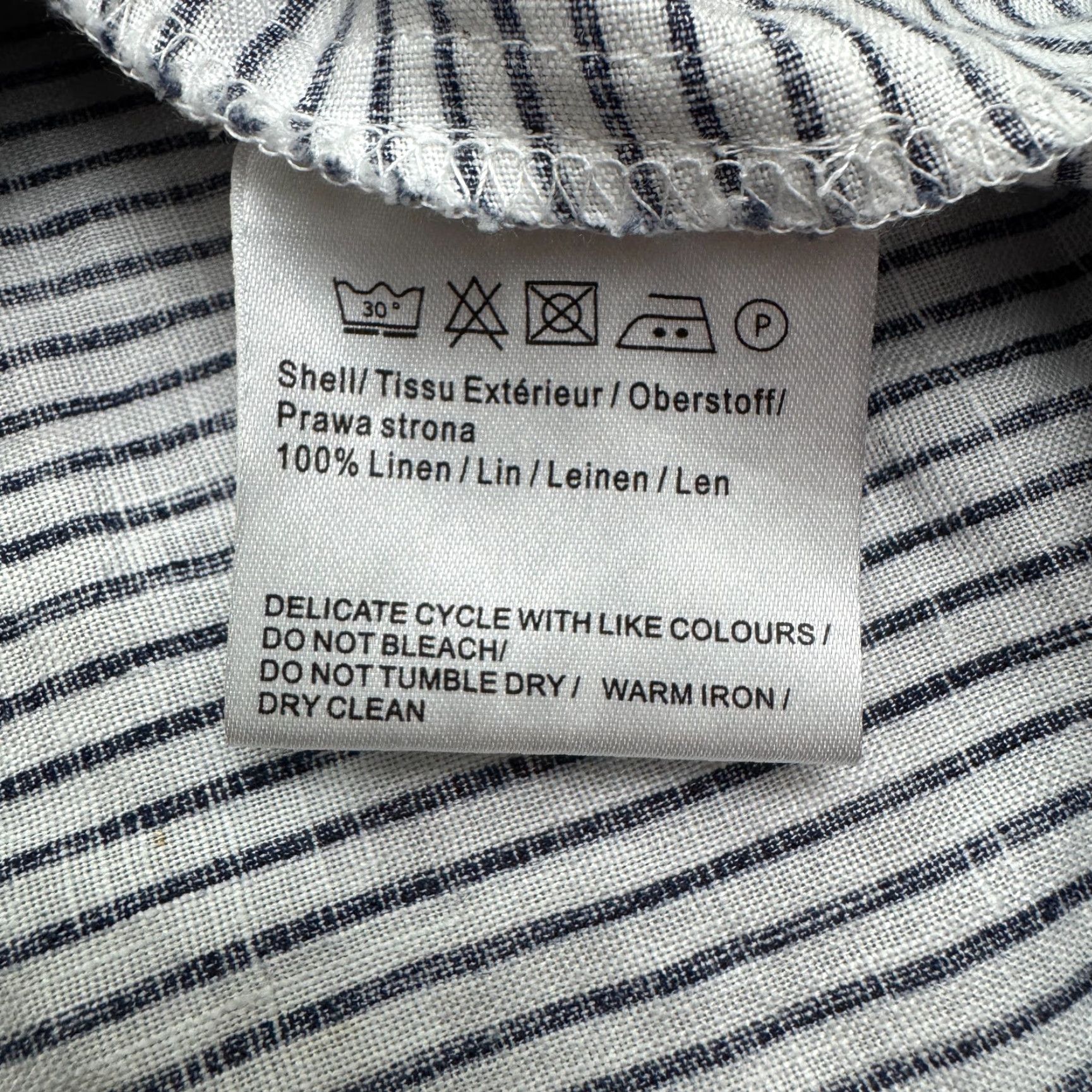 Nautica MALVIN Linen Nautical A-Line Dress - Belted - Navy White Striped - Womens Large - Casual Sleeveless - Short Dress - Regular Size - Blue Size L / US 10 / IT 46 - 5 Thumbnail