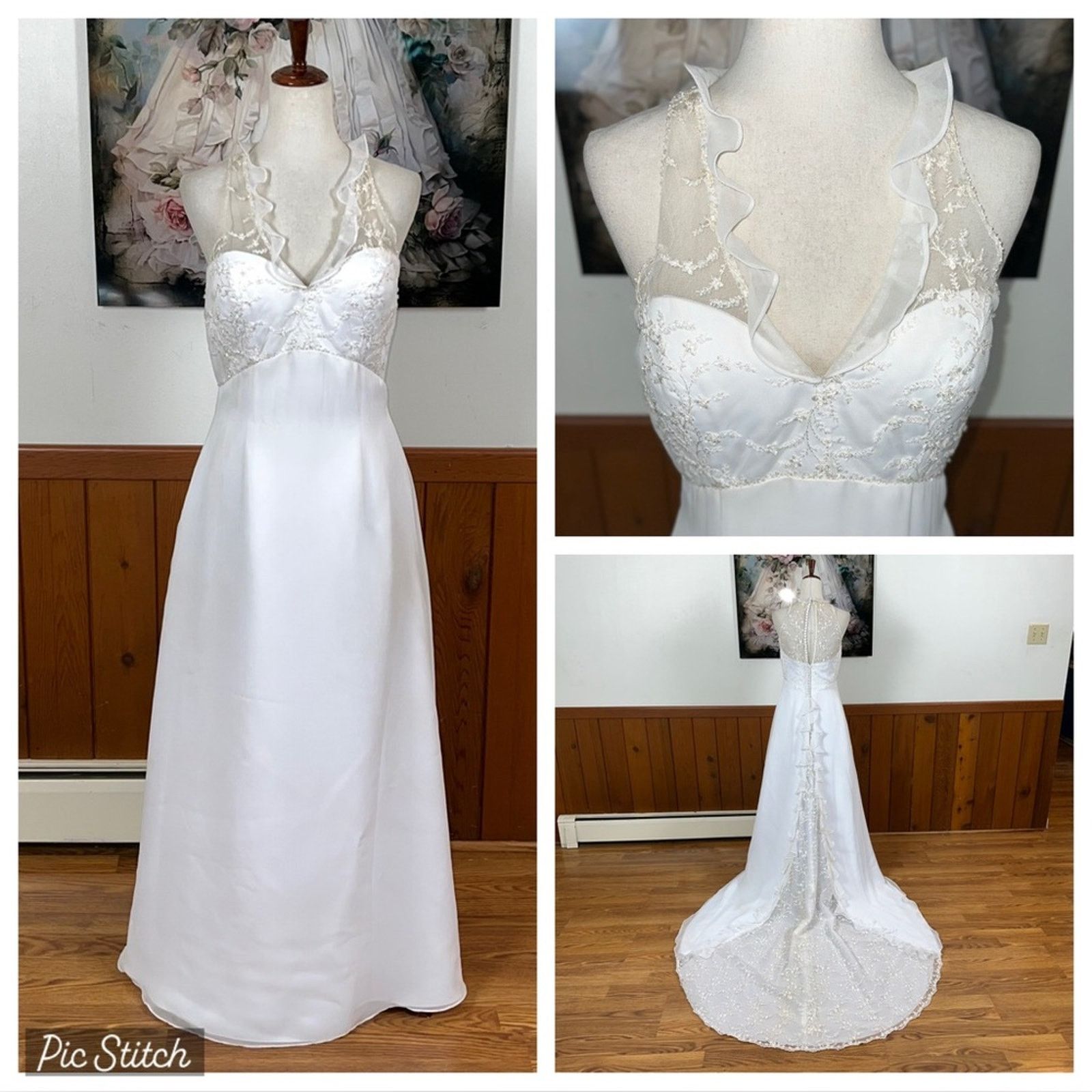 Vintage Vintage 90s Bridal Originals Ruffle Halter Wedding Gown! Size M / US 6-8 / IT 42-44 - 1 Thumbnail