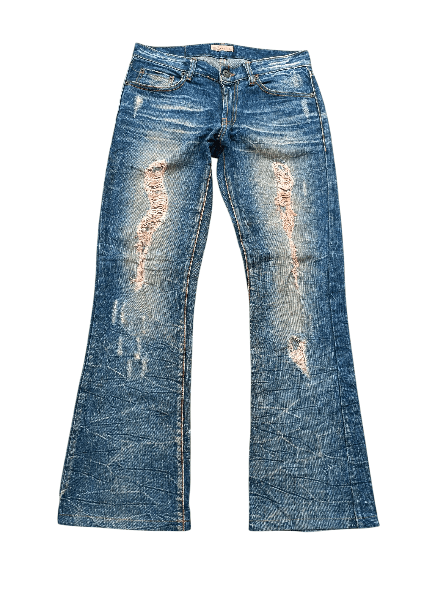 Japanese Brand Flared Bootcut Distressed Whiskers Japanese Brand GOA Denim Size US 30 / EU 46 - 2 Thumbnail