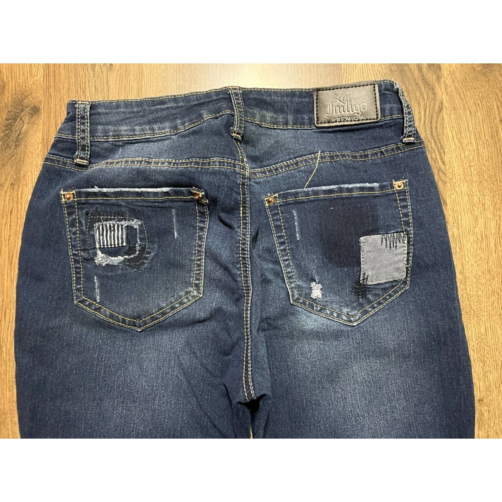 Vintage Love Indigo Premium Jeans Women 27 Blue Denim Skinny Distressed Patches Womens Size 27" / US 4 / IT 40 - 3 Thumbnail