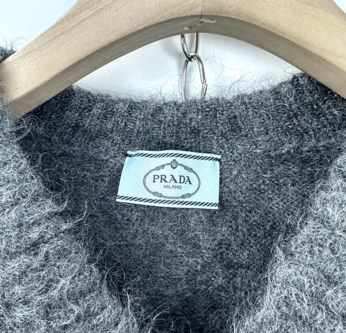 Prada Prada Grey Flame Mohair V-Neck Sweater K12 Size XS / US 0-2 / IT 36-38 - 6 Thumbnail