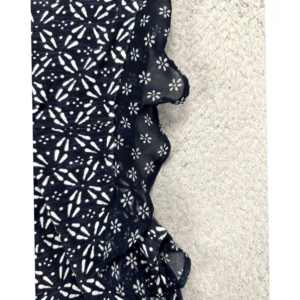 Lucky Brand Lucky Brand Shirt Womens Large Blue Floral Knit Ruffles Blouse Sleeveless Ladies Size L / US 10 / IT 46 - 6 Thumbnail
