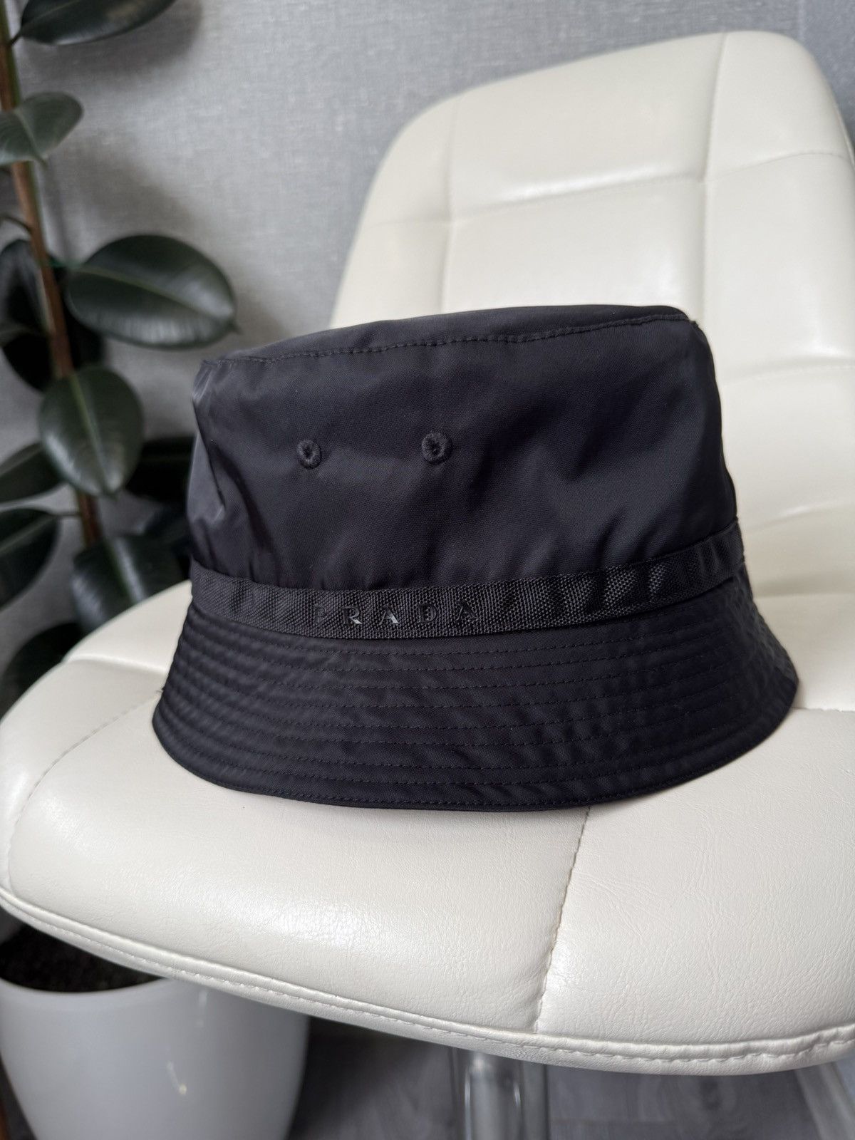 Prada Prada Nylon Bucket Hat Black Panama With Logo Made in Italy Size ONE SIZE - 7 Thumbnail