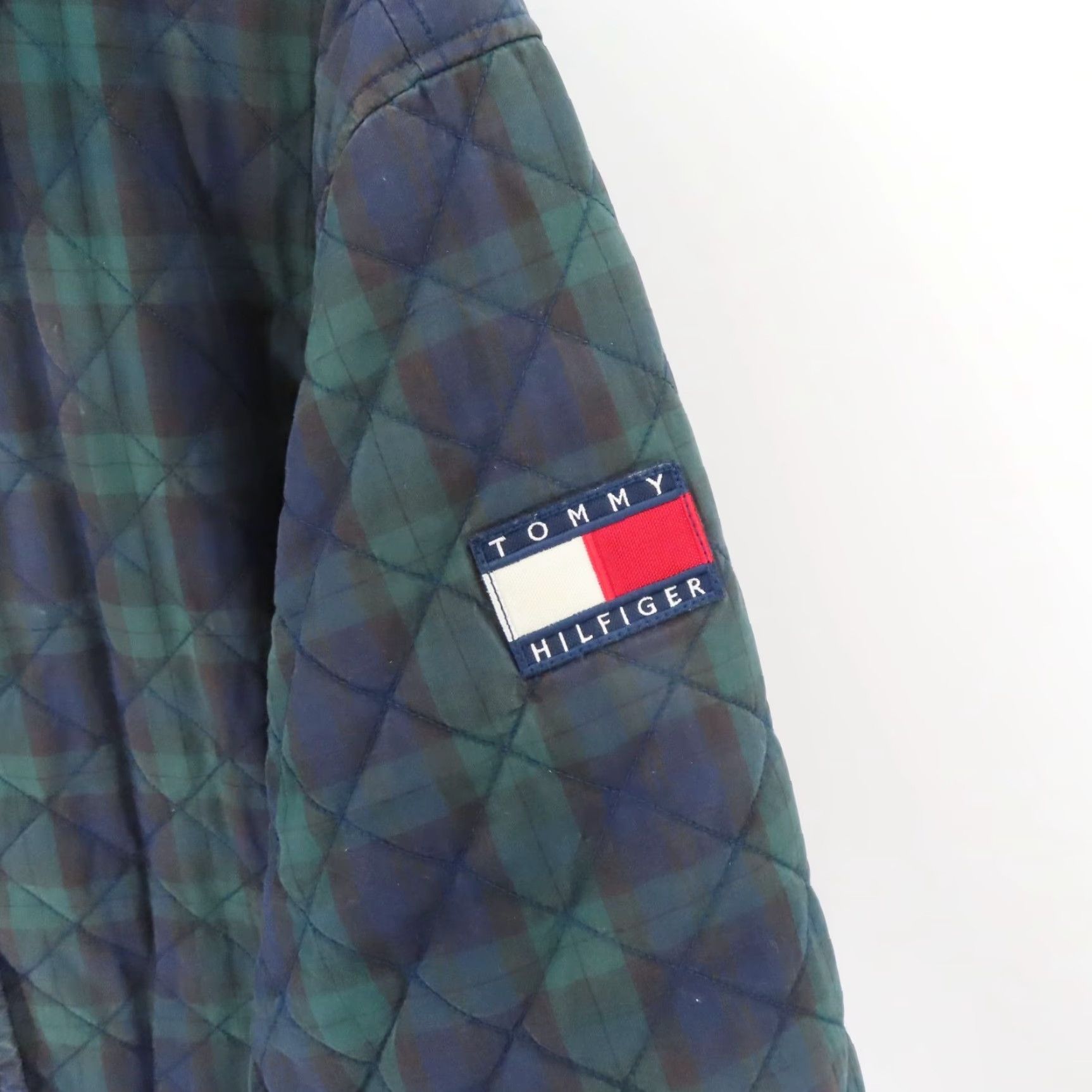 Tommy Hilfiger VINTAGE Tommy Hilfiger Jacket Blue Tartan Plaid Corduroy Collar 90s Quilted Coat Mens XL Cotton Casual Size US XL / EU 56 / 4 - 7 Thumbnail
