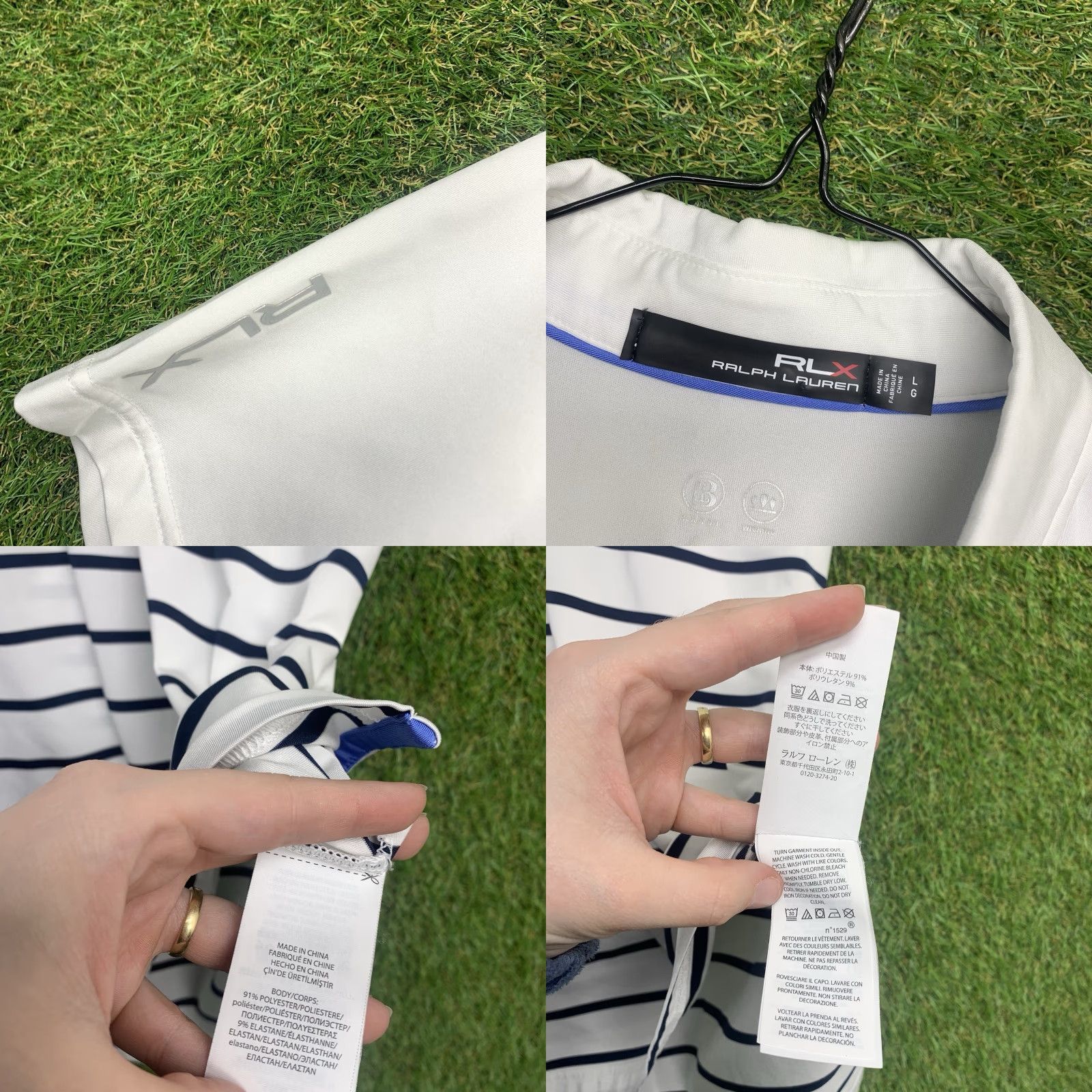 Ralph Lauren Ralph Lauren RLX Shirt Mens Large White Golf Polo Striped Athletic Whicking Sportswear Size US L / EU 52-54 / 3 - 8 Thumbnail
