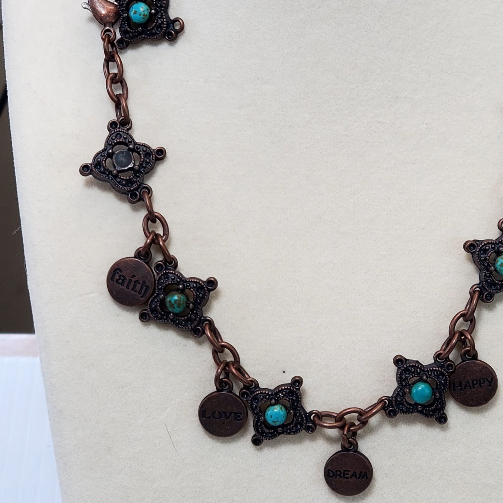 Other Faux Turquoise Necklace Charm Dangle Lobster Closure 15" Size ONE SIZE - 2 Thumbnail