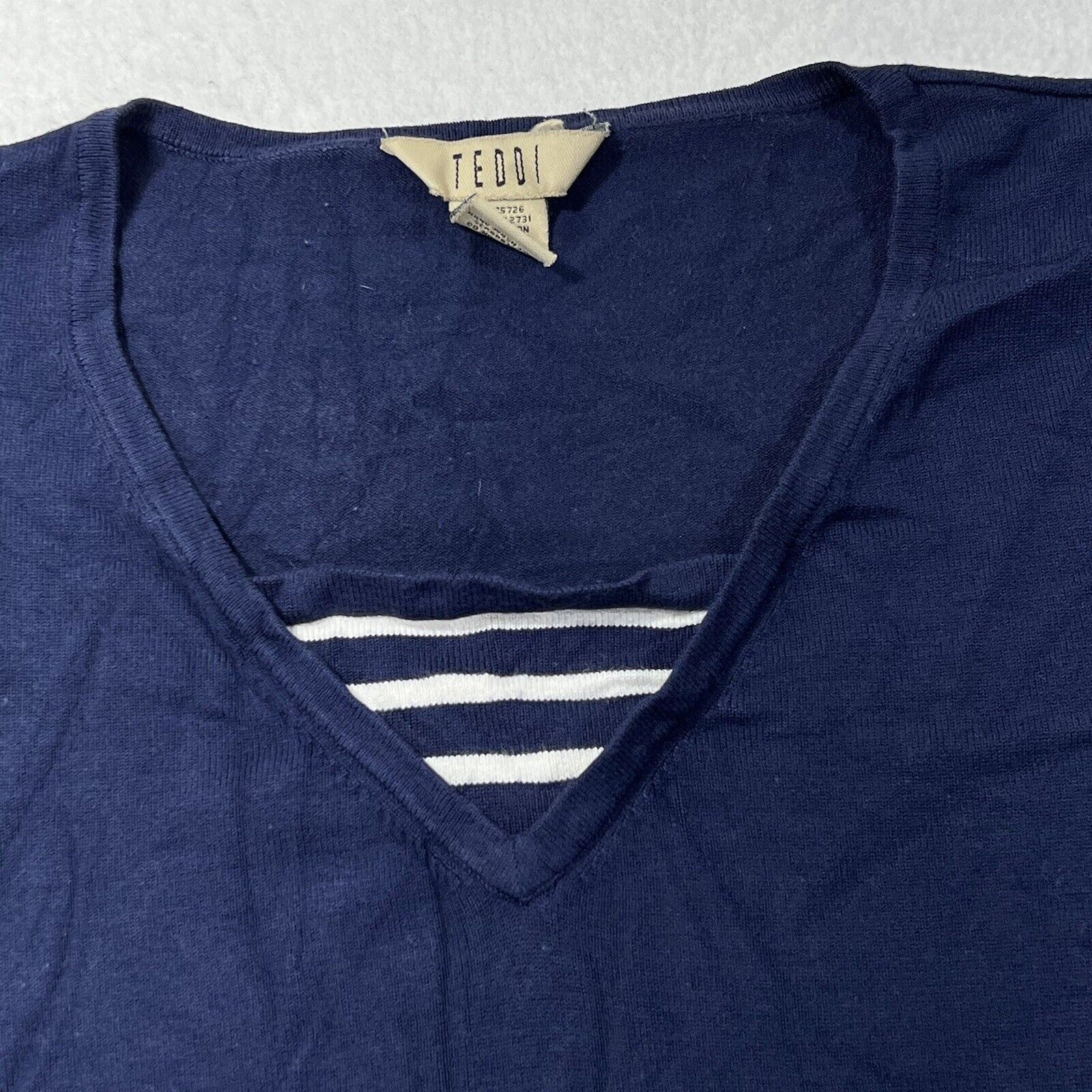 Other TEDDI Large Navy Blue 3/4 Sleeve Sweater Lace Up Wrists Top Size L / US 10 / IT 46 - 2 Thumbnail