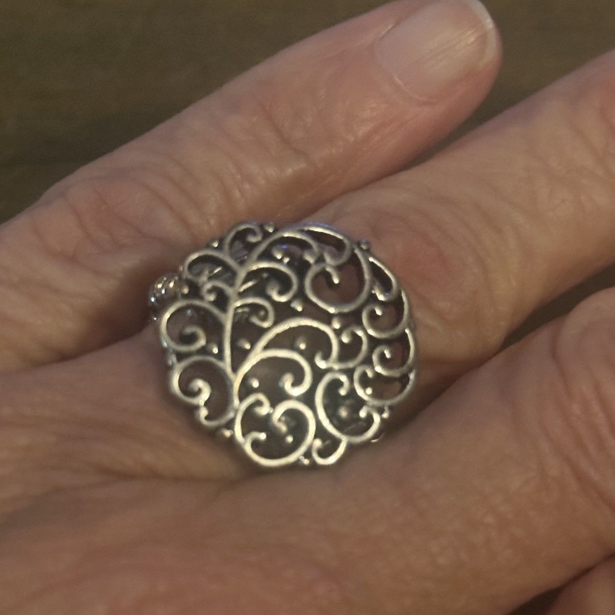 Other Silver tone filigree stretch ring Size ONE SIZE - 2 Thumbnail