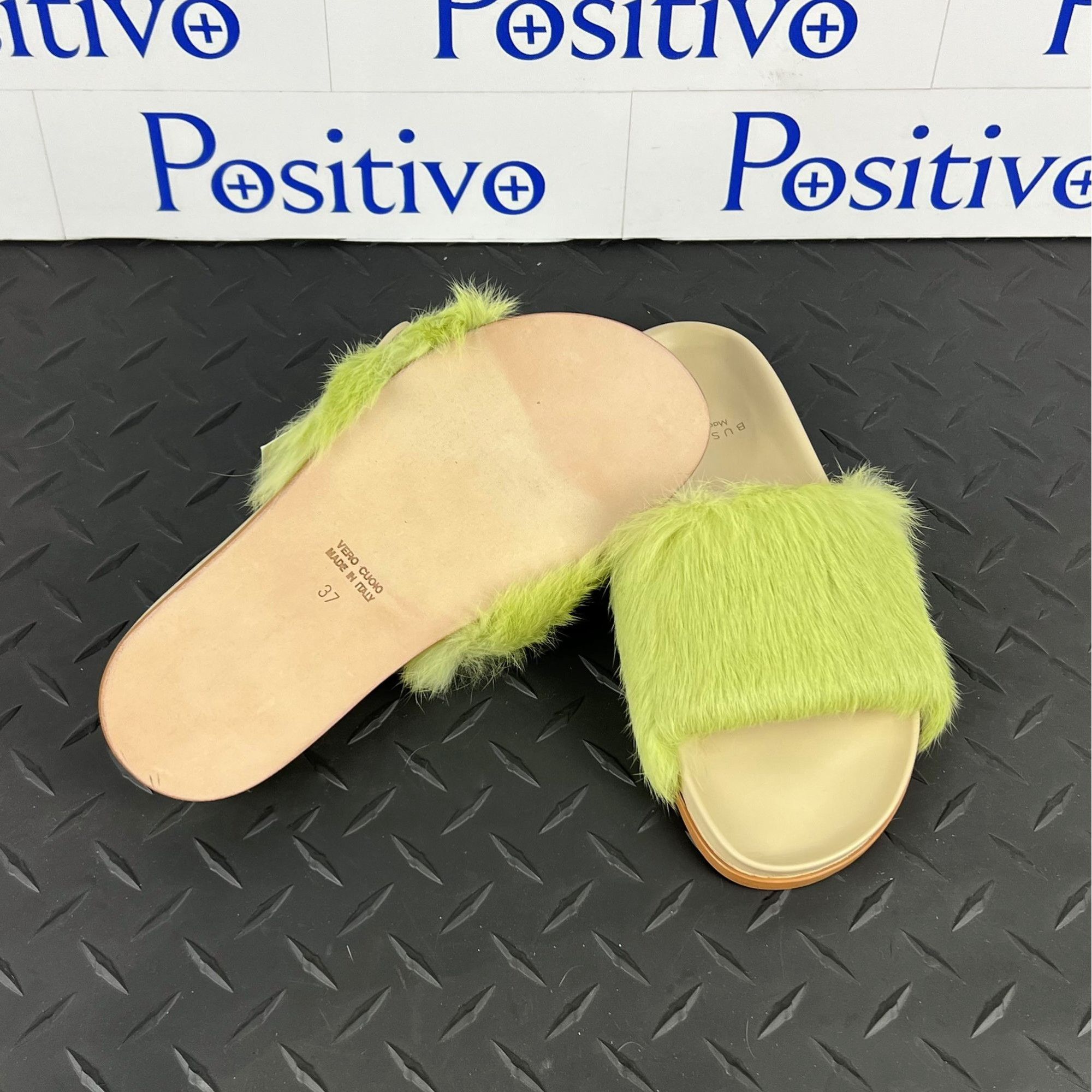 Buscemi Buscemi Slide Fur Clot Green Leather Slippers US 8 EU 38 Size US 8 / IT 38 - 5 Thumbnail
