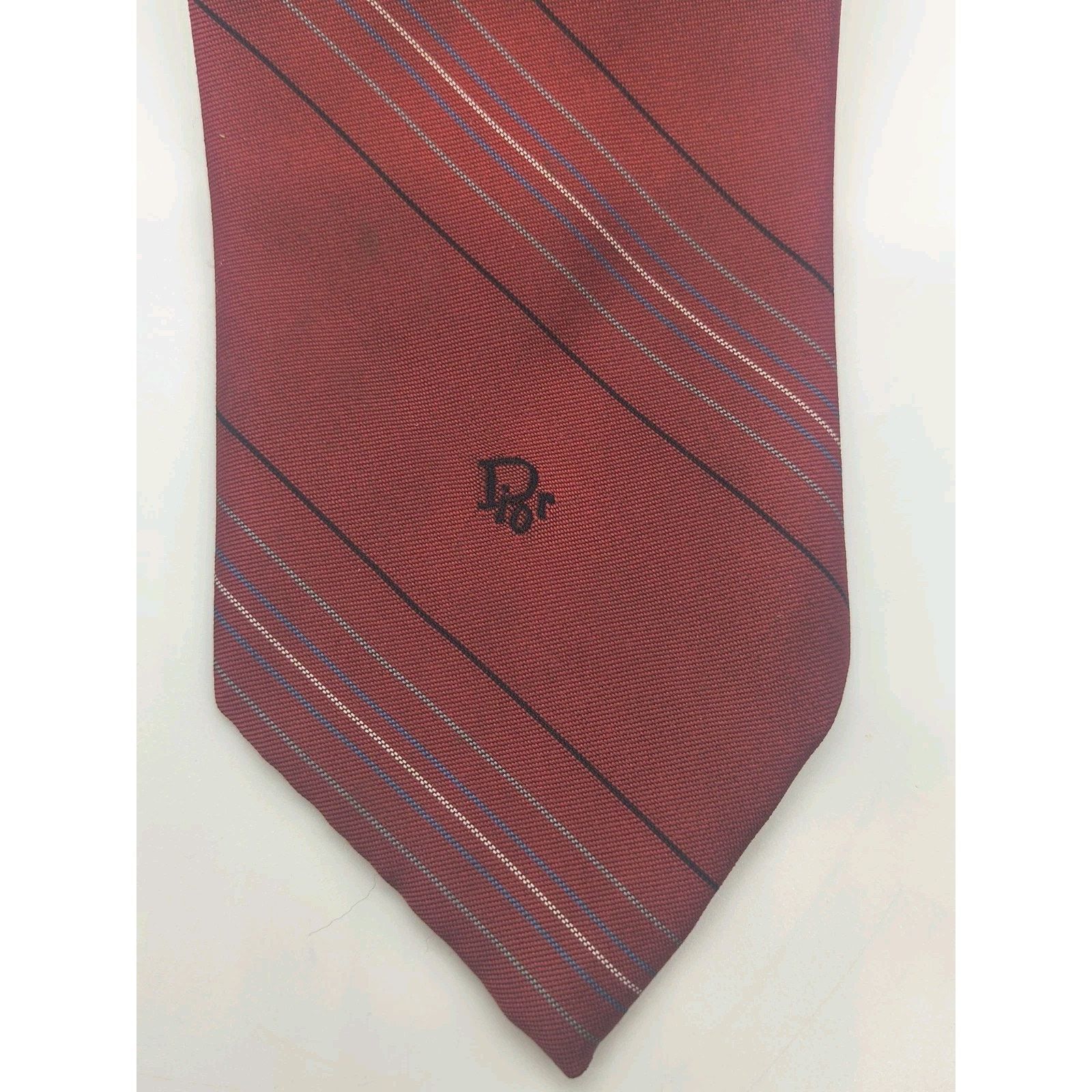 Christian Dior Monsieur Vintage Christian Dior Men's Burgundy Stripe Tie 3"W x 56"L Size ONE SIZE - 1 Thumbnail