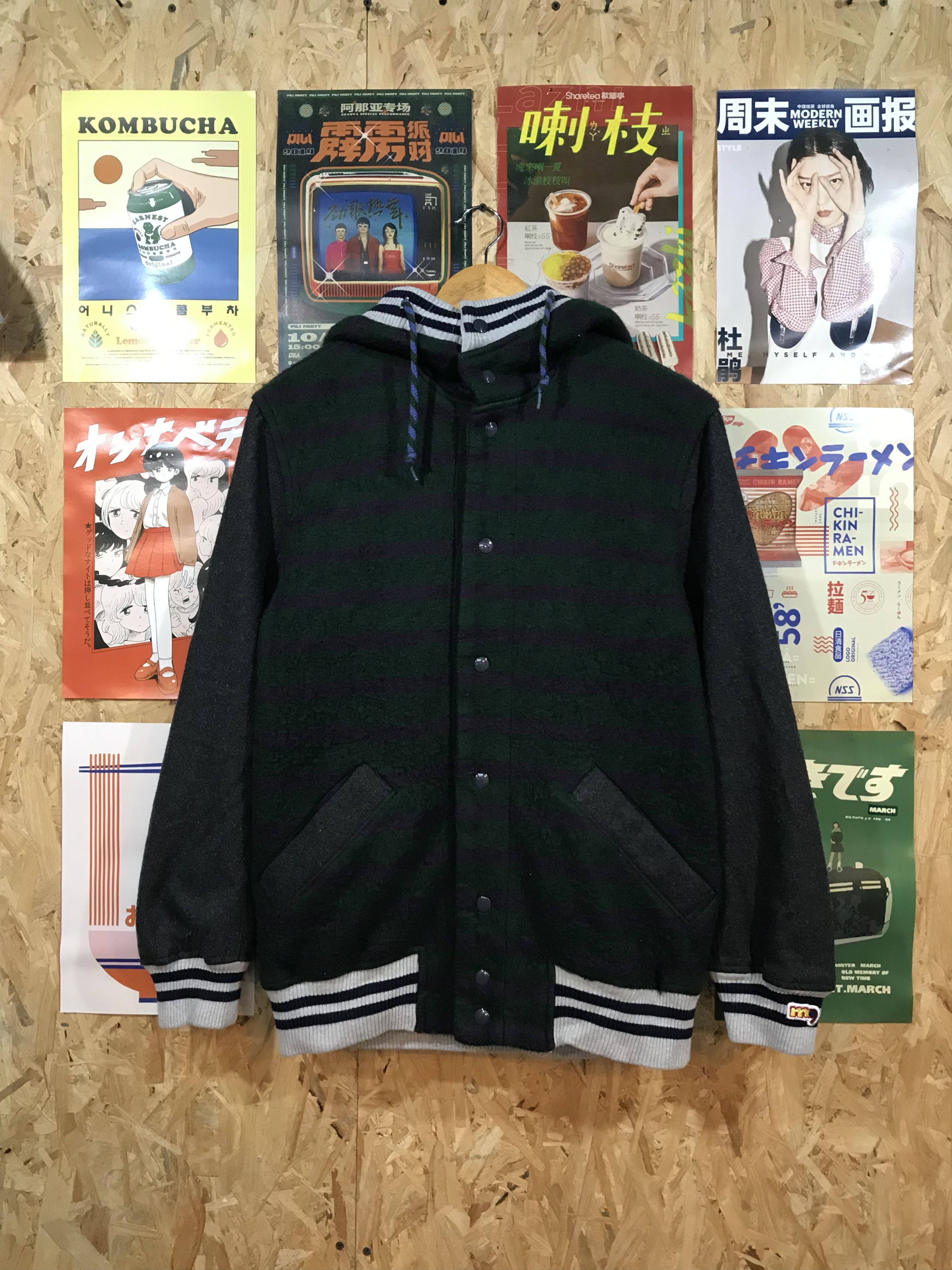 mercibeaucoup Issey Miyake Mercibeaucoup Varsity Stripe Hoodie Wool Jacket Size US L / EU 52-54 / 3 - 1 Thumbnail