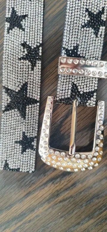 Japanese Brand × Leather Shiny Rhinestone Star Pu Leather Belt Size ONE SIZE - 7 Thumbnail