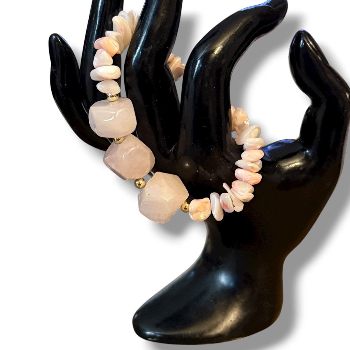 Other Chunky Rose Quartz shell chip stretch bracelet Size ONE SIZE - 2 Thumbnail
