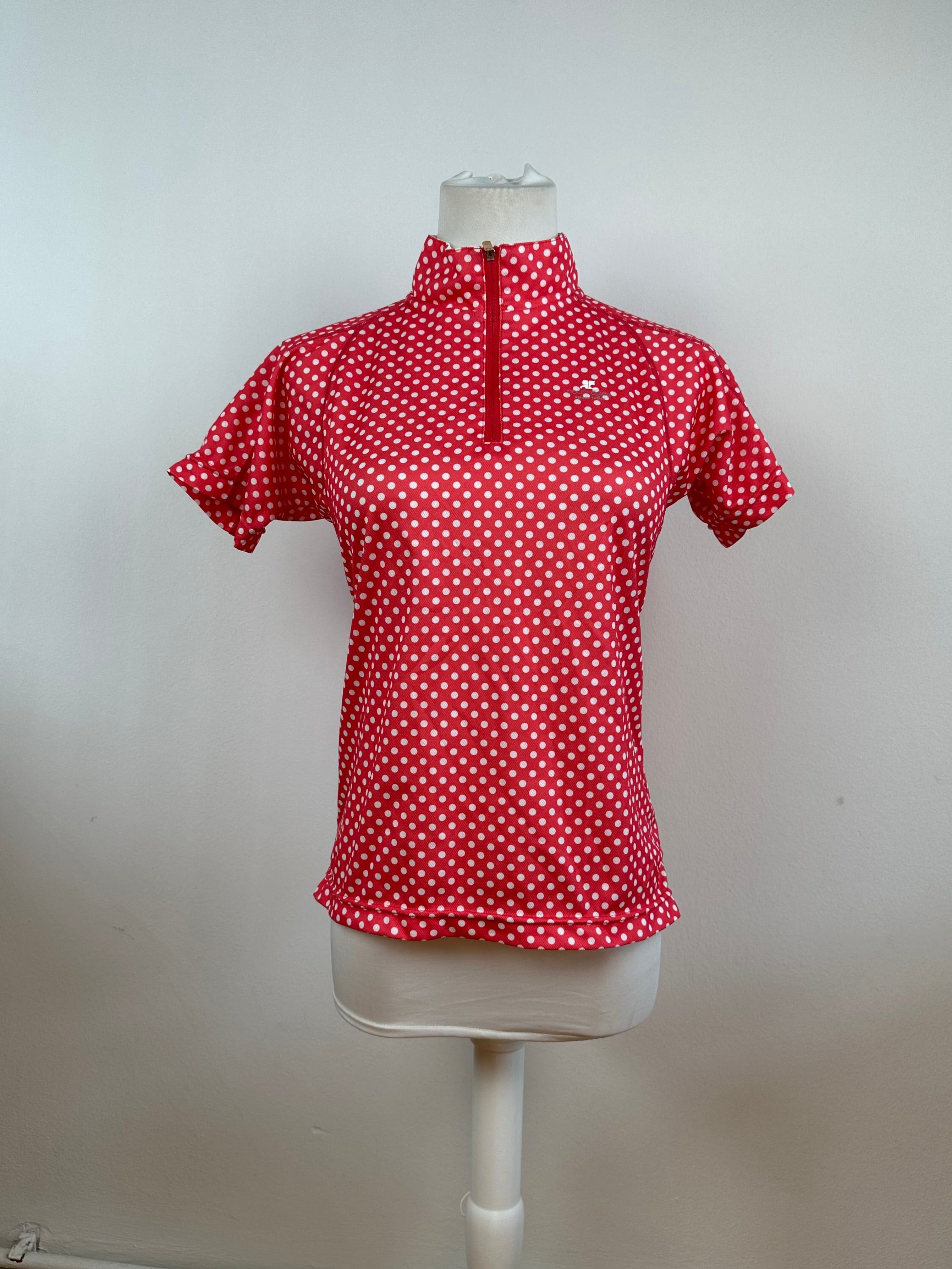Courreges Vintage Polka Dot Polo Shirt Red White M Size S / US 4 / IT 40 - 1 Thumbnail