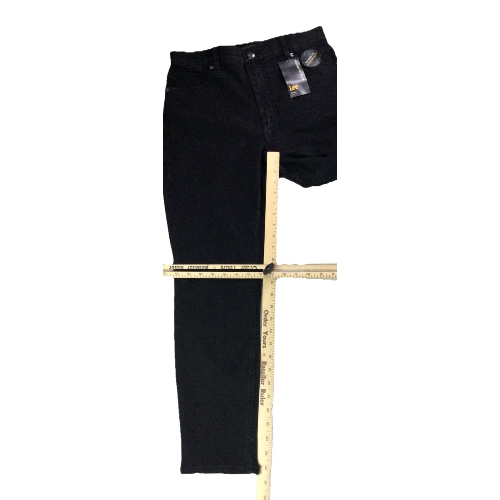 Lee Lee Jeans Skinny Black Stretch Denim Womens 14 Short NWT-12588 High Rise Slim Budd? Size 36" / US 14 / IT 50 - 4 Thumbnail