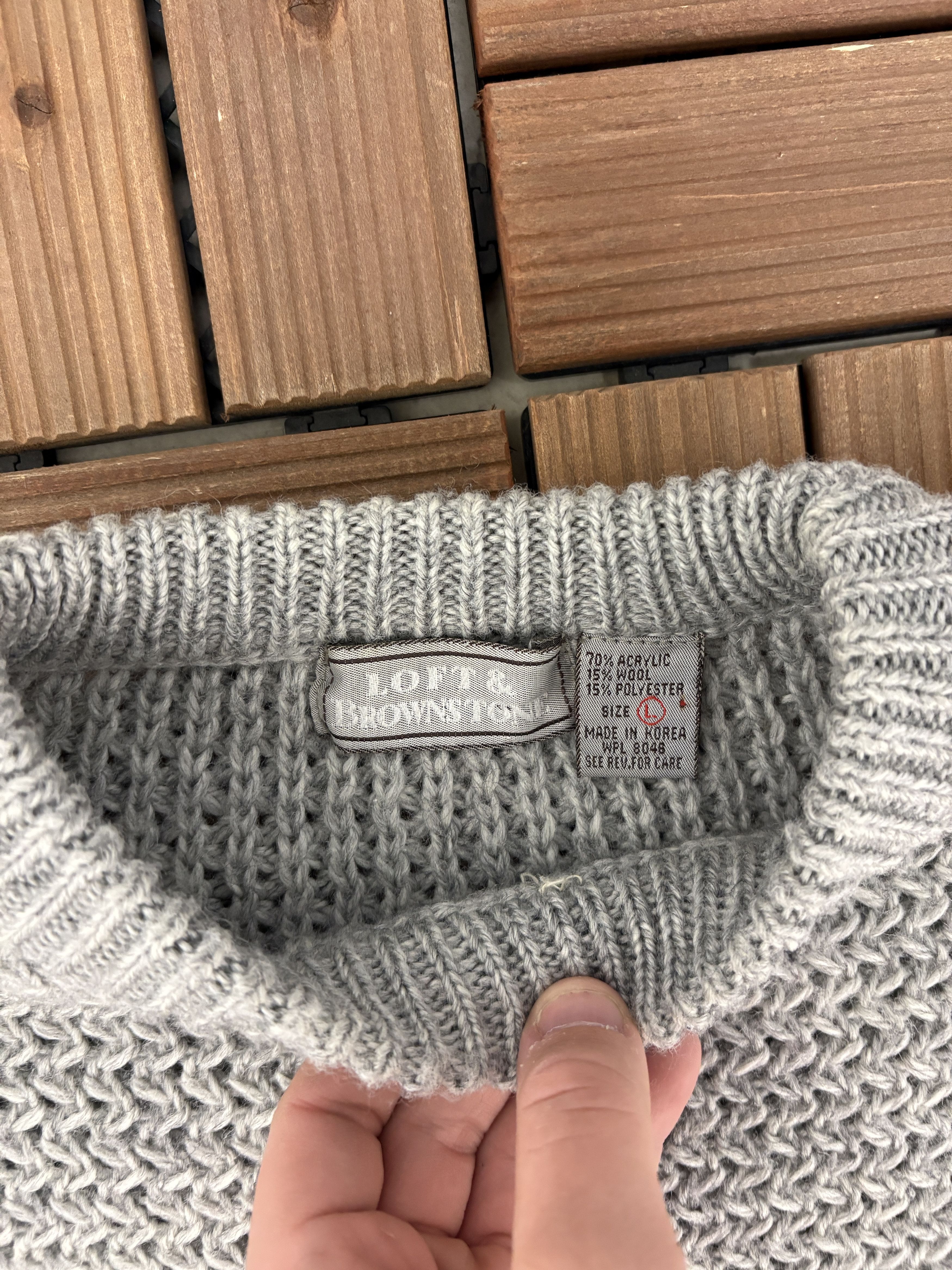 Vintage Loft & Brownstone Vintage Grey Knit Sweater Size US L / EU 52-54 / 3 - 6 Thumbnail