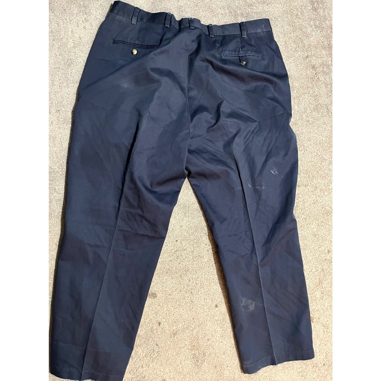 Jos. A. Bank Jos. A. Bank Travelers Collection Tailored Fit Flat Front Twill Pants 44x30 Navy Size US 44 / EU 60 - 4 Thumbnail