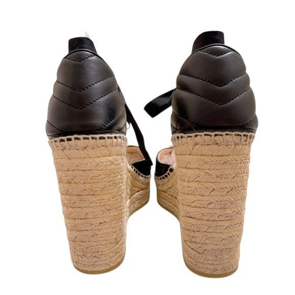 Gucci NWOT GUCCI Marmont Matelasse Ankle Tie Wedge Espadrilles EU Size US 11 / IT 41 - 3 Thumbnail