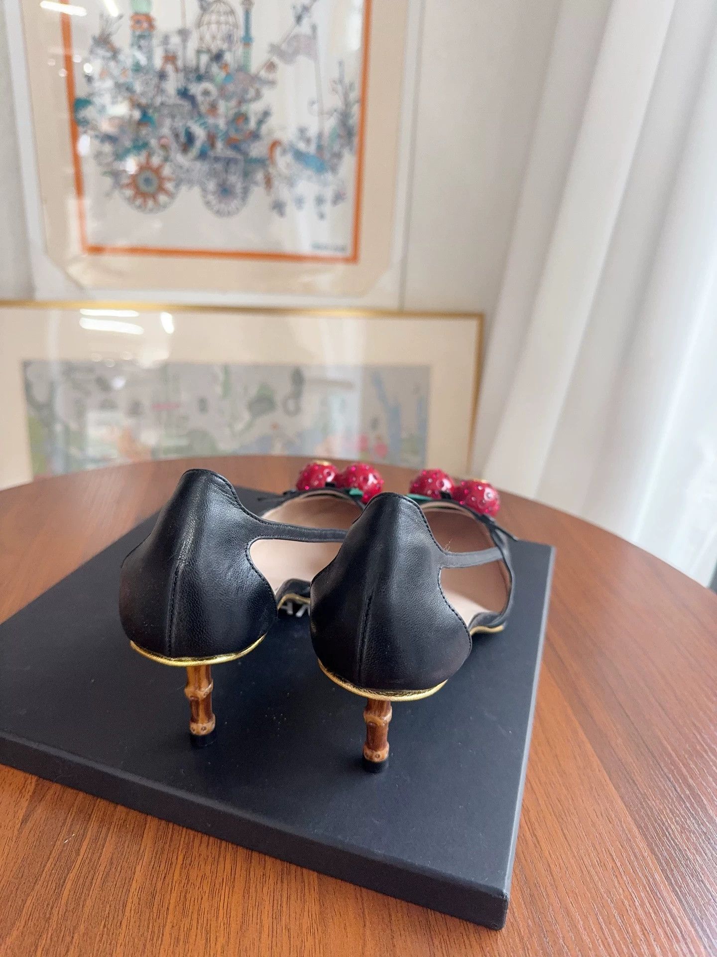 Gucci Gucci Cherry Bamboo Heel Sandals 38 95 New Size US 7 / IT 37 - 7 Thumbnail