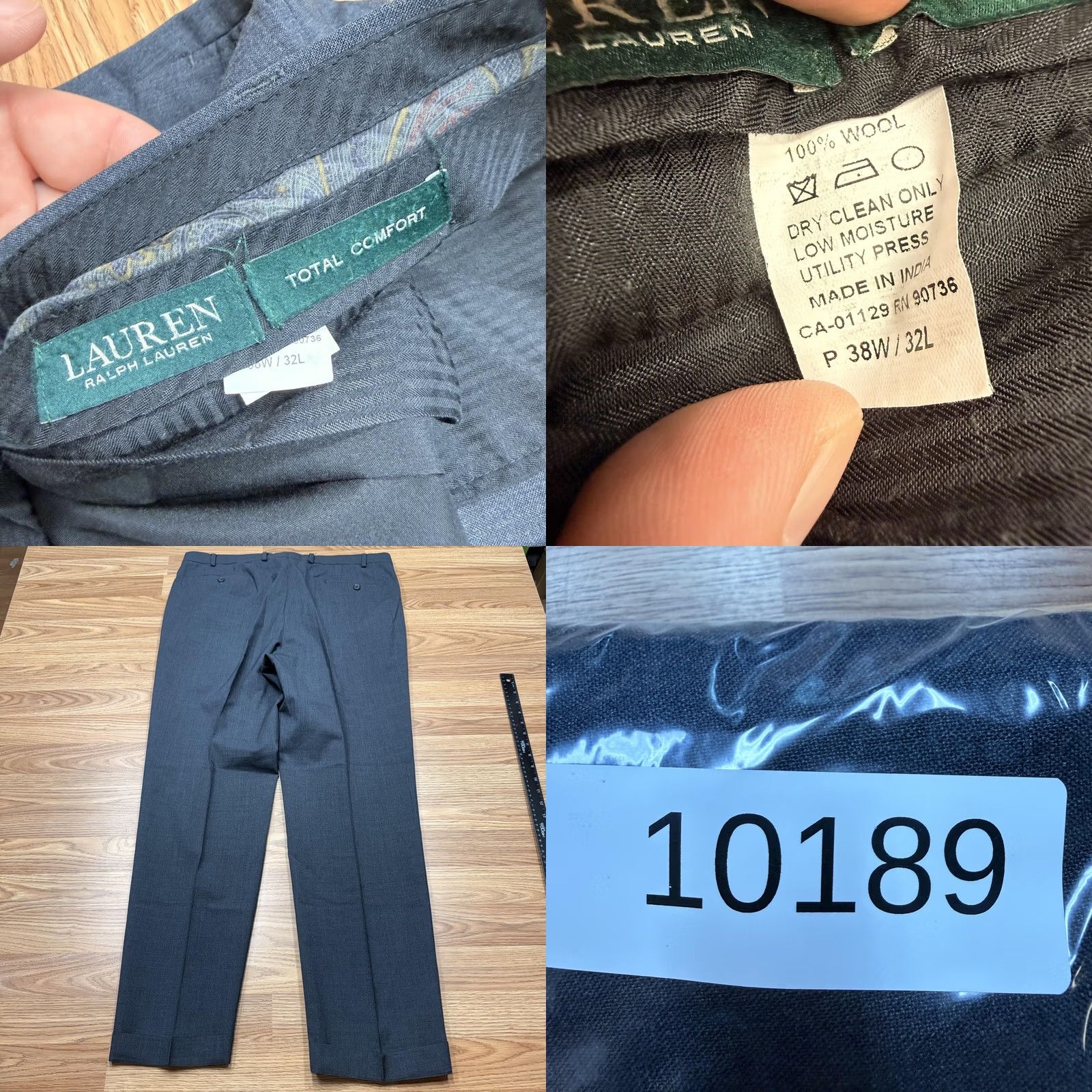 Lauren Ralph Lauren Dress Pants Mens 38x32 Gray Wool Pleated Classic Fit Dress Pants Mens 38