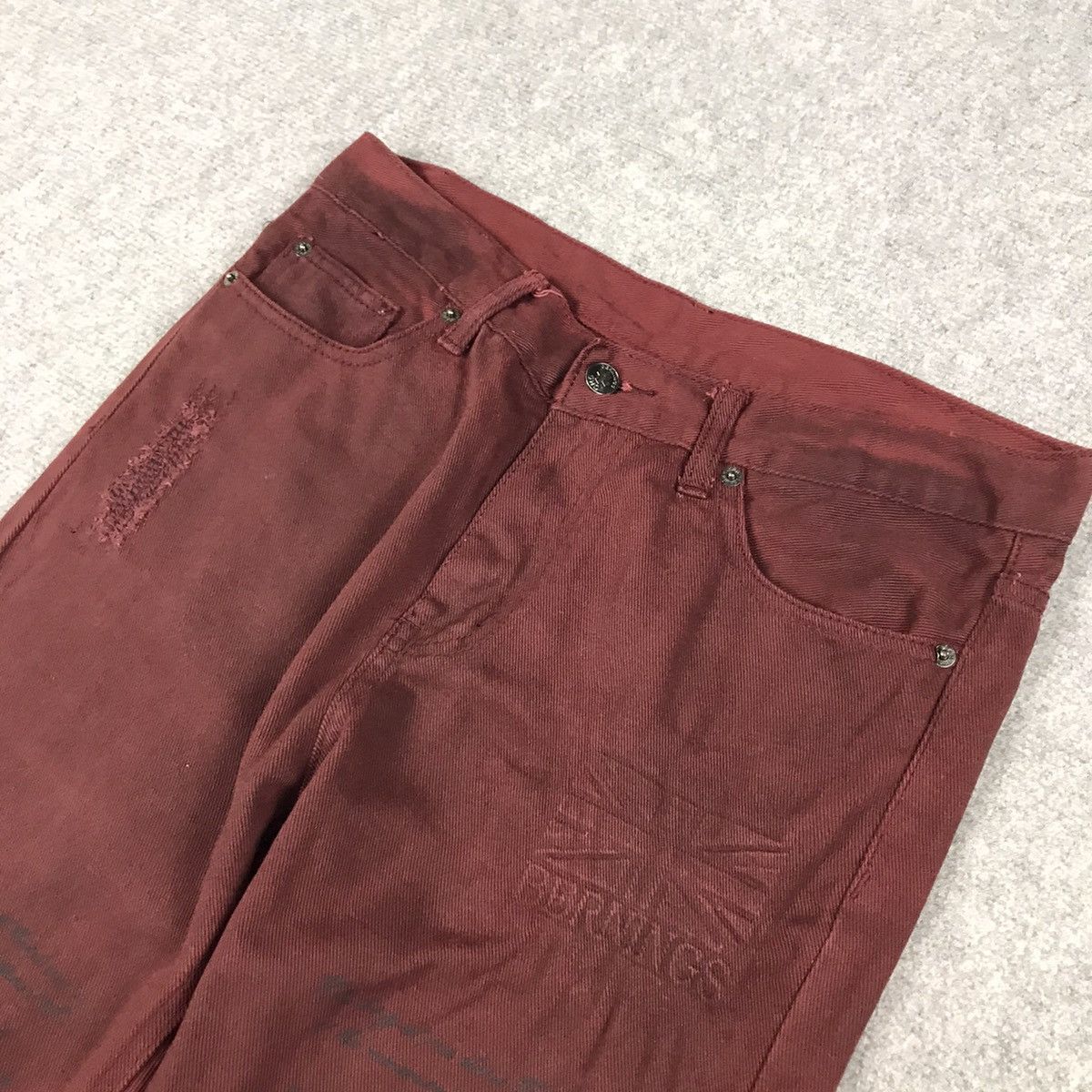 If Six Was Nine × Japanese Brand × Seditionaries BERNINGS SHO DARK RED PUNK PANTS Size US 31 - 5 Thumbnail