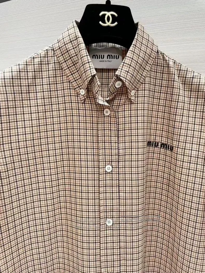 Miu Miu Miu Miu 38 Classic plaid short-sleeved shirt Size M / US 6-8 / IT 42-44 - 3 Thumbnail