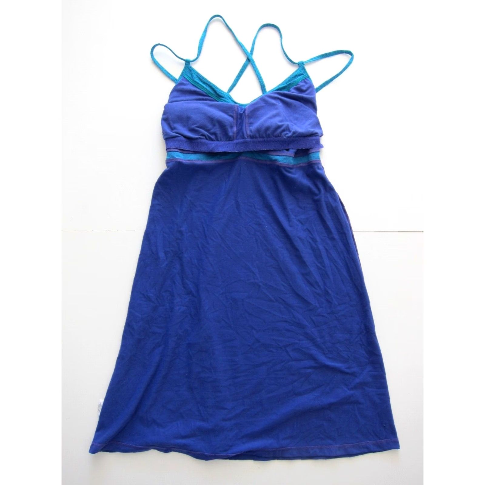 Prana prAna Purple Stretch Tank Dress Large Slip Dress Built In Bra Active Empire Midi Dress Women Size L / US 10 / IT 46 - 6 Thumbnail