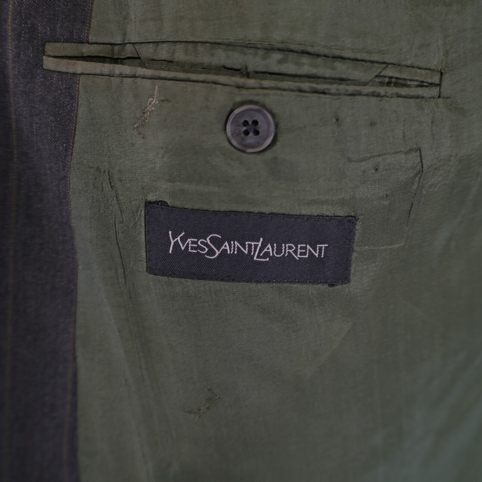 Yves Saint Laurent Yves Saint Laurent Wool Gray W/ Tan Stiped Double Breasted S Size 44L - 13 Thumbnail