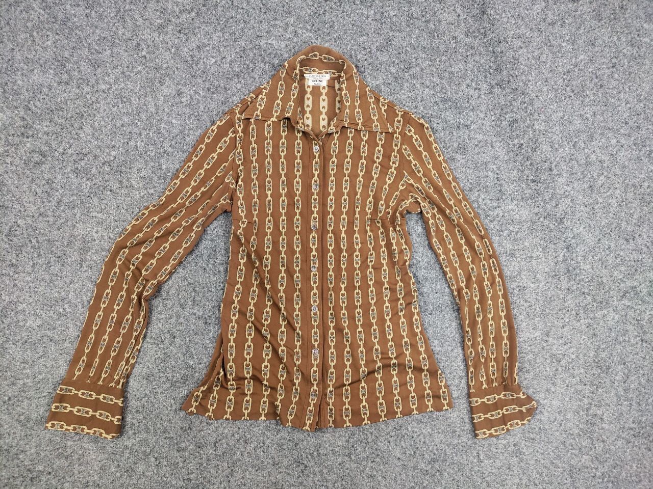 Celine Vintage 70's Celine Pure Silk Monogram Logo Blouse Shirt Size M / US 6-8 / IT 42-44 - 12 Thumbnail