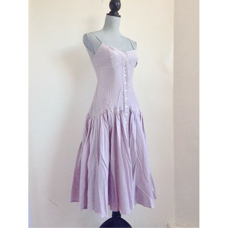 Armani Exchange Armani Exchange Archival Lavender Silk Cotton Midi Dress 4 W Size S / US 4 / IT 40 - 2 Thumbnail