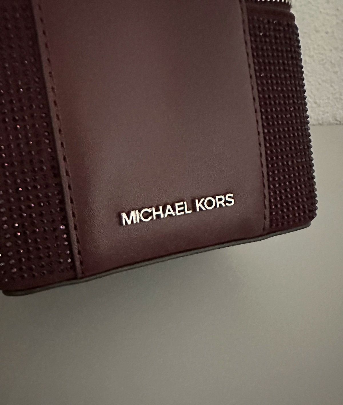 Michael Kors Sandrine Small Box Crossbody Bag With Cristal In Oxblood Size ONE SIZE - 9 Thumbnail