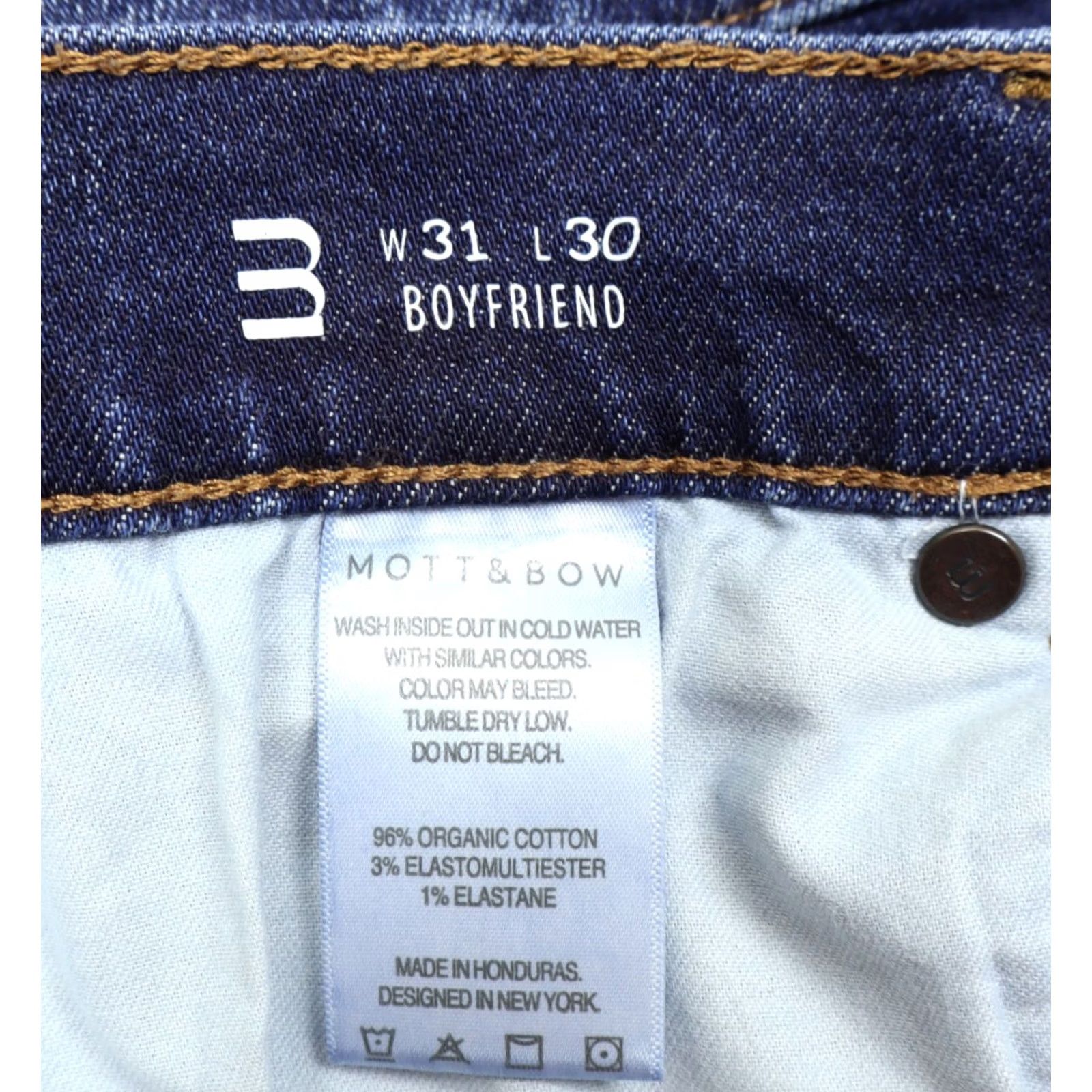 Mott & Bow Mott & Bow Women's Boyfriend Jeans Dark Indigo Blue 31X30 Regular Denim 5-Pocket Stretch Rise 10.5" Inseam 30" Size 31 Color Blue Jeans Size 24" / US 00 / IT 34 - 5 Thumbnail