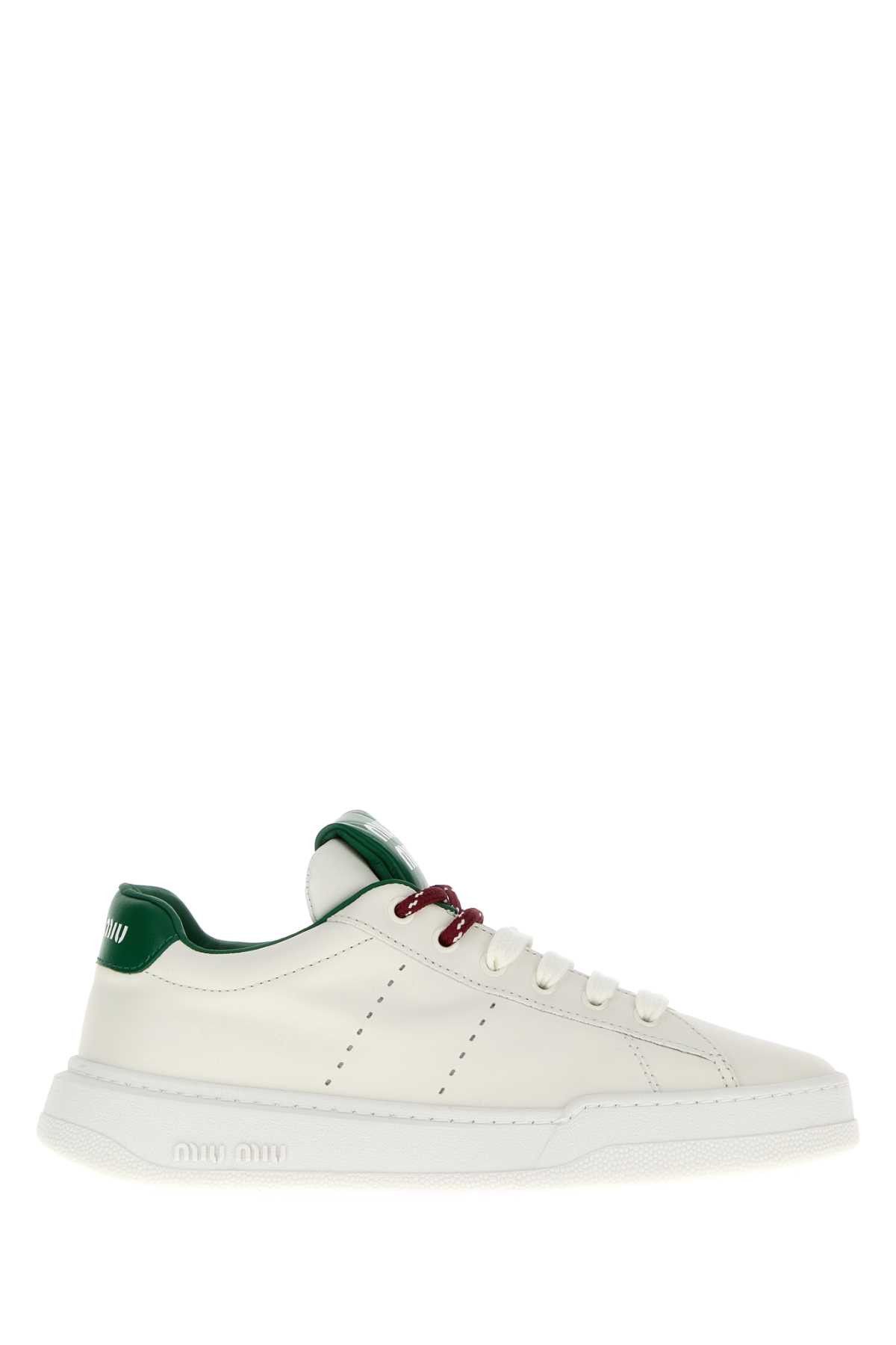 Miu Miu White Leather Sneakers Size US 7.5 / IT 37.5 - 1 Thumbnail