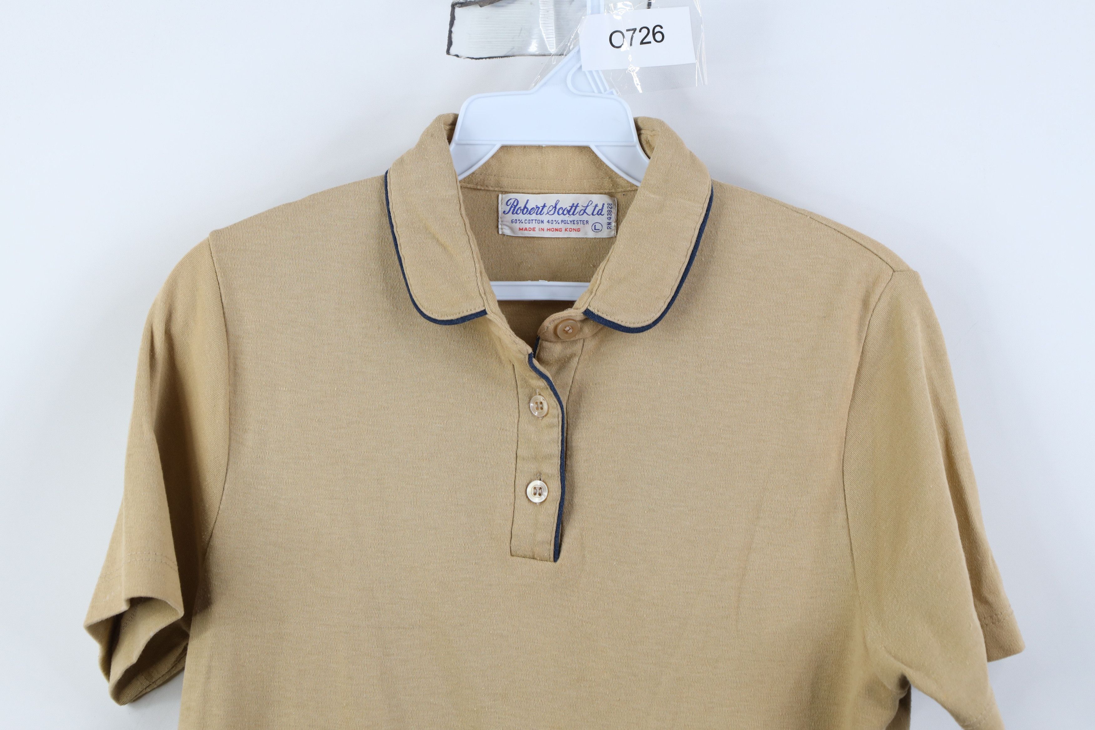 Vintage Vintage 70s Streetwear Knit Collared Polo Shirt Beige Size L / US 10 / IT 46 - 2 Thumbnail