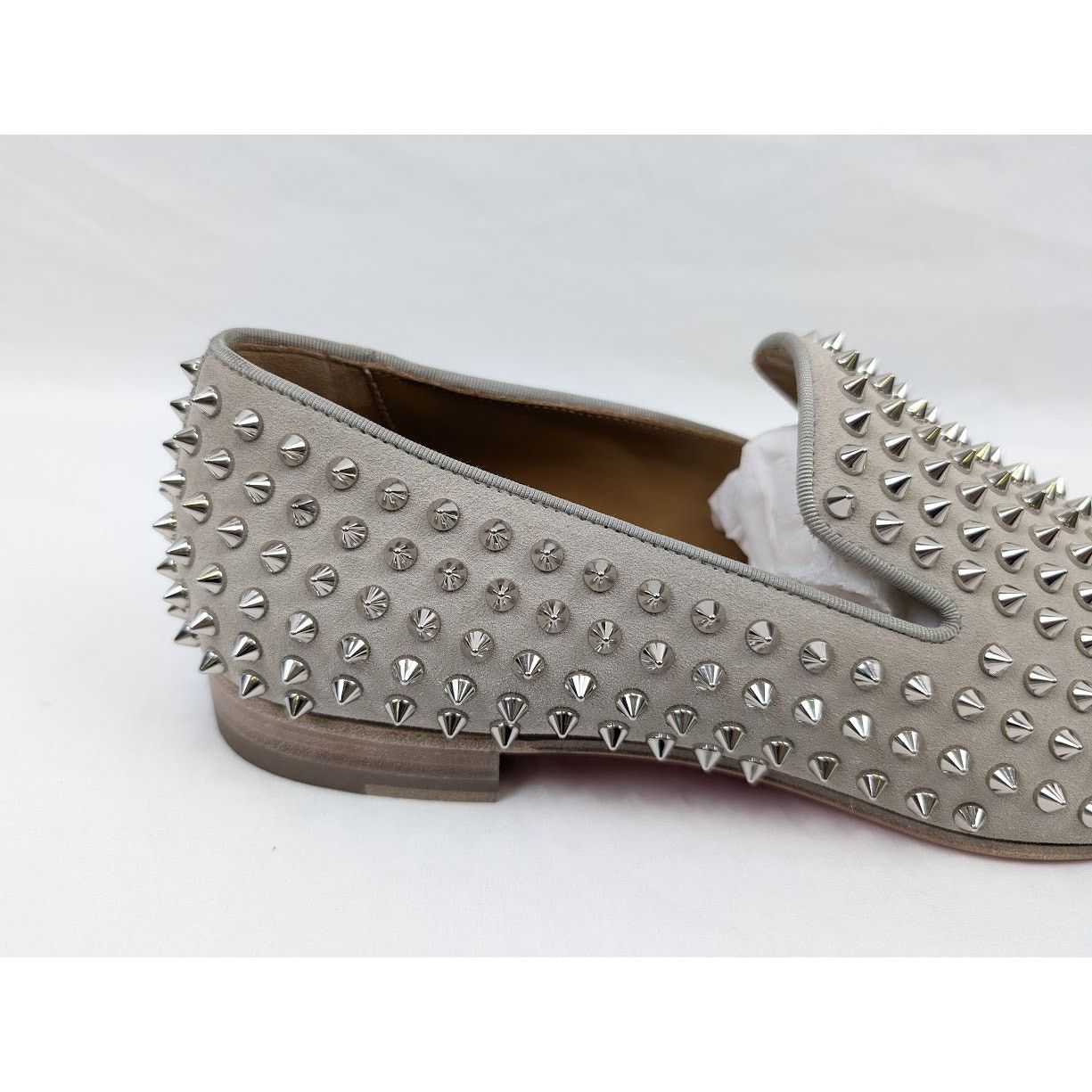 Christian Louboutin o1rshd1 Crosta Dandelion Spikes Flat Shoes in Goose/Silver Size US 12 / EU 45 - 5 Thumbnail