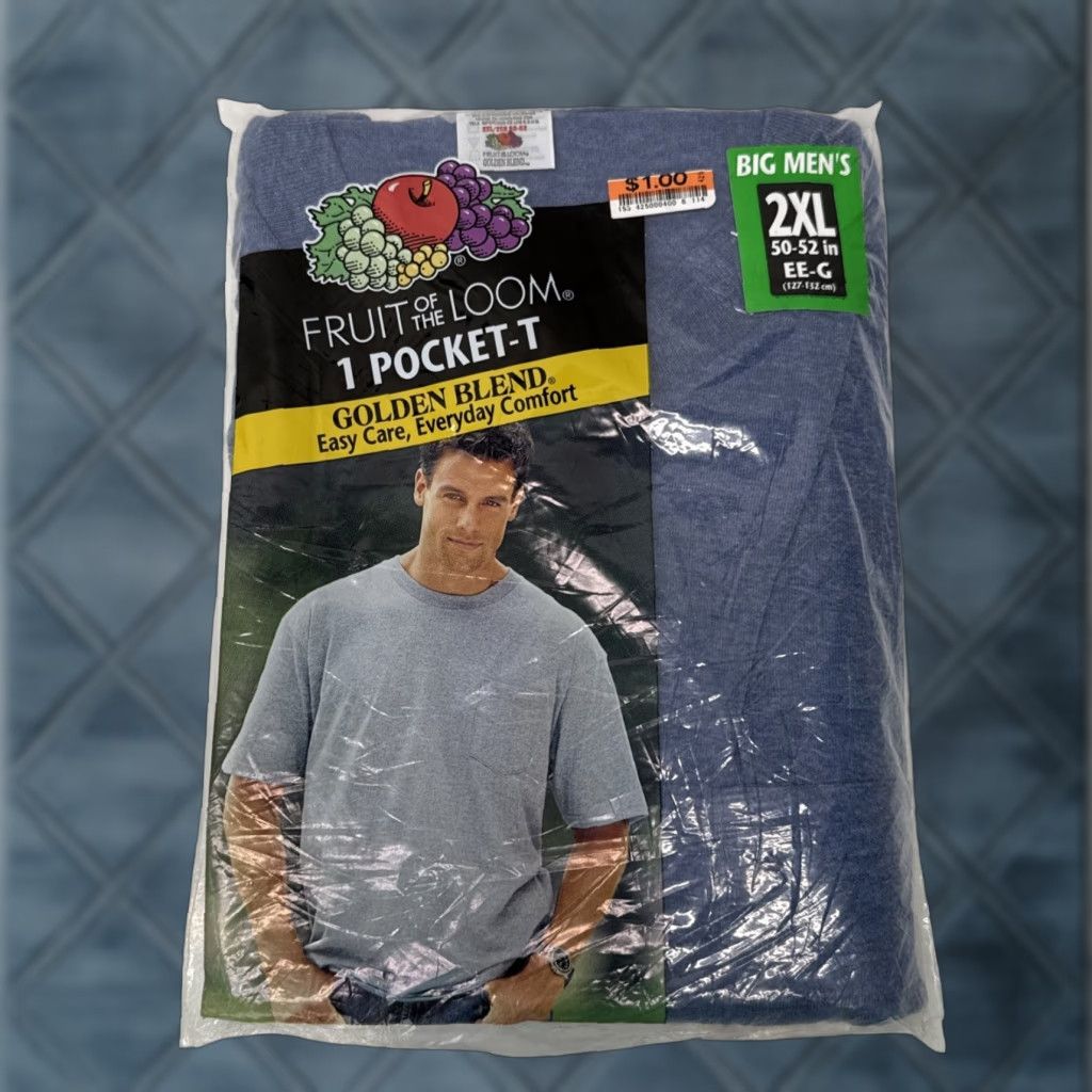 Fruit Of The Loom VINTAGE Fruit of the Loom Pocket T Shirt 2XL Blue Men Quality 1990s 2001 Mens Shirt Size US XXL / EU 58 / 5 - 1 Thumbnail