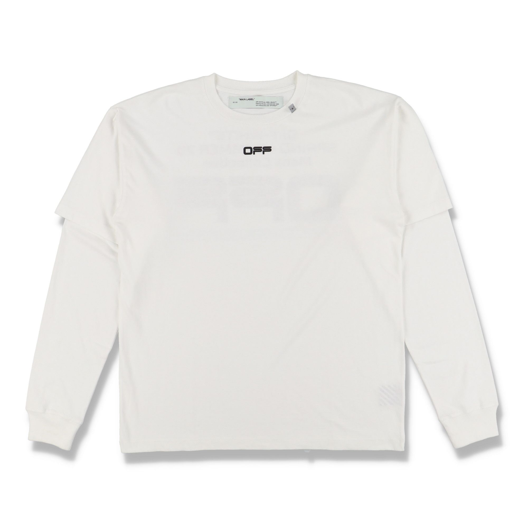 Off-White White Wavy Line Logo Oversized Double Layer T-Shirt Size US M / EU 48-50 / 2 - 5 Thumbnail