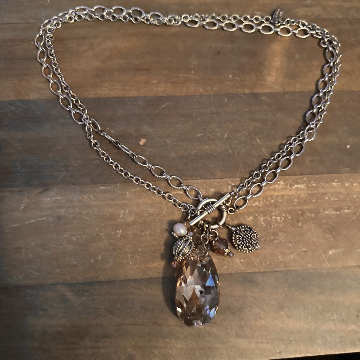 Other Rhonda Rox double chain crystal teardrop toggle necklace Size ONE SIZE - 2 Thumbnail