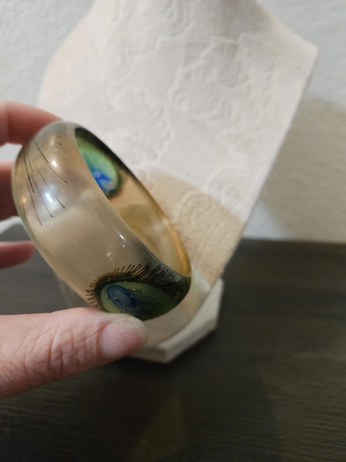 Other Vintage Peacock feather painted bangle Size ONE SIZE - 3 Thumbnail