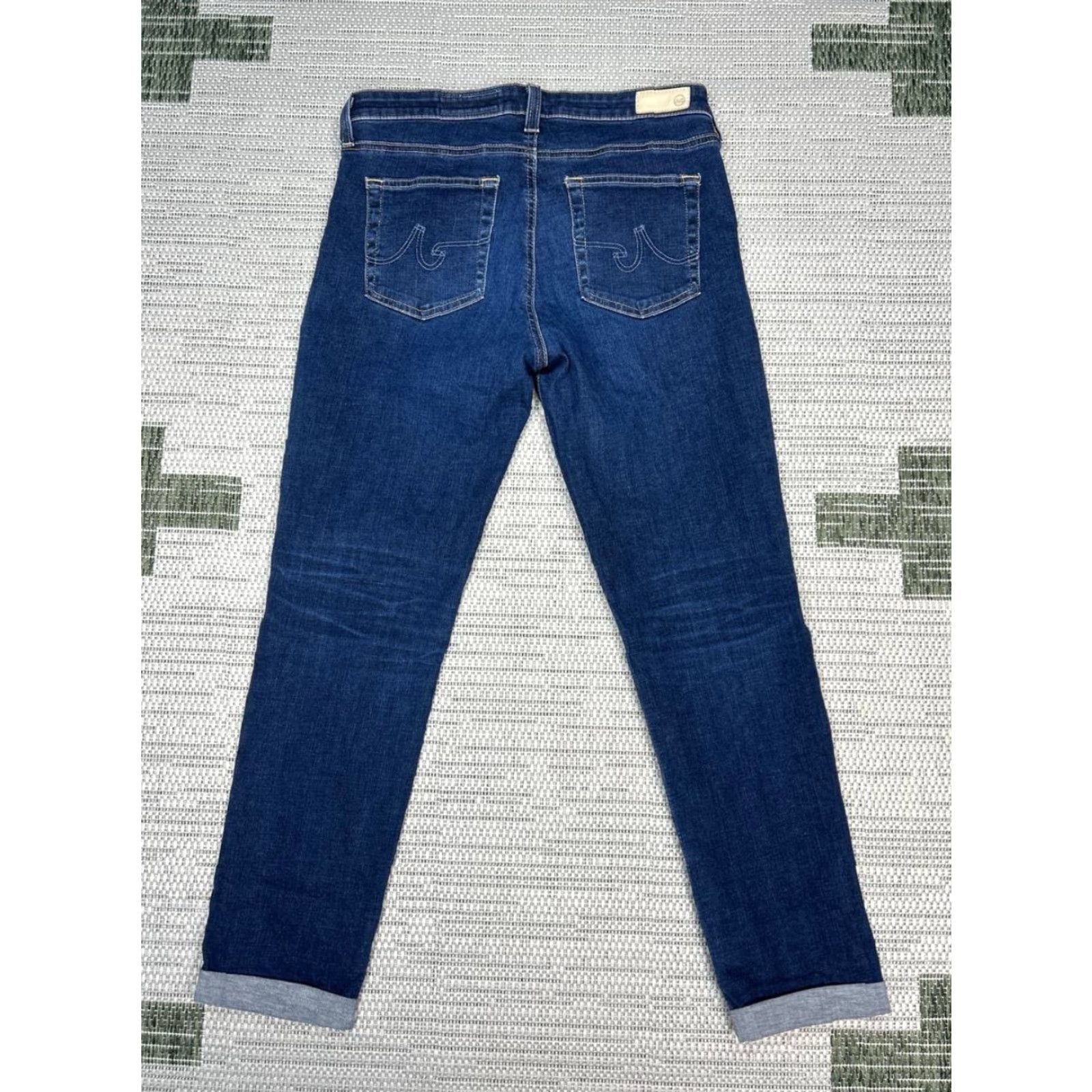 Vintage AG Adriano Goldschmied The Prima Cigarette Roll Up Jeans Womens 29 Blue 29x26 Jeans Size 29" - 2 Thumbnail