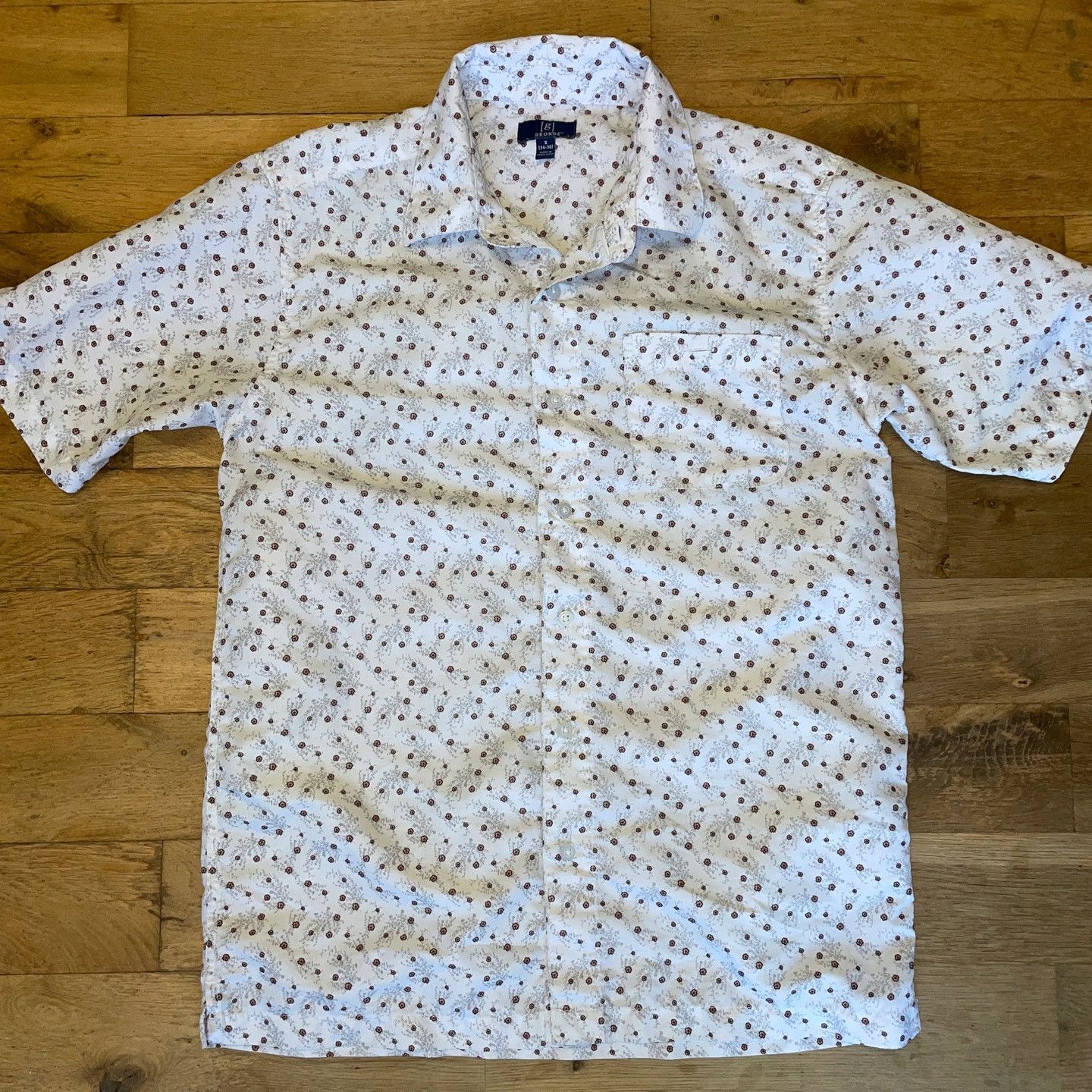 George George Men's Summer Shirt Short Sleeve Flowers Size S Size US S / EU 44-46 / 1 - 1 Thumbnail