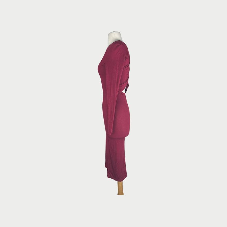 Vintage Charlotte Russe Burgundy Bodycon Midi Cutout Dress Size XS / US 0-2 / IT 36-38 - 3 Thumbnail