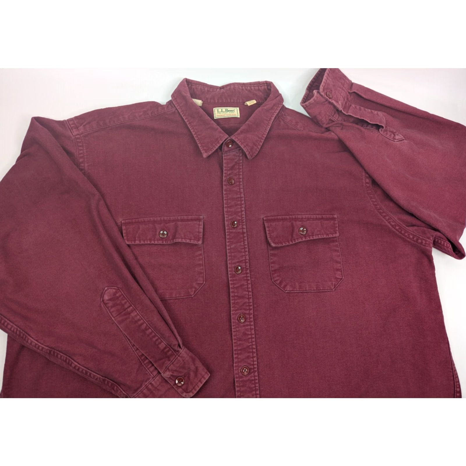 Vintage VTG LL Bean Chamois Cloth Shirt Mens 20 Tall Burgundy Flannel Outdoors USA Made Size US XXL / EU 58 / 5 - 2 Thumbnail